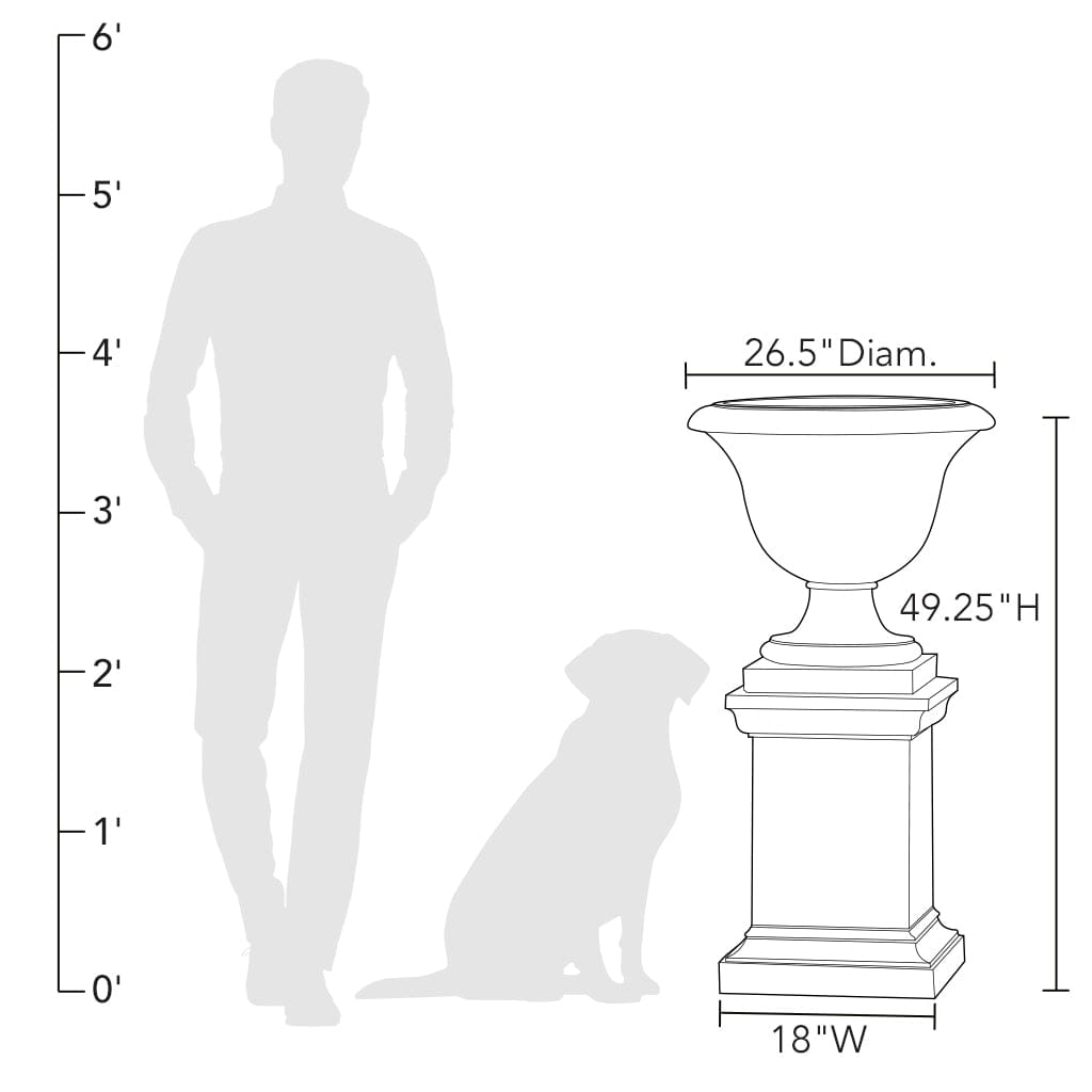 Campania International Fairfield Urn with Pedestal - Elegant Memorial Urn for Ashes - Perfect for Home, Garden, or Memorial Display