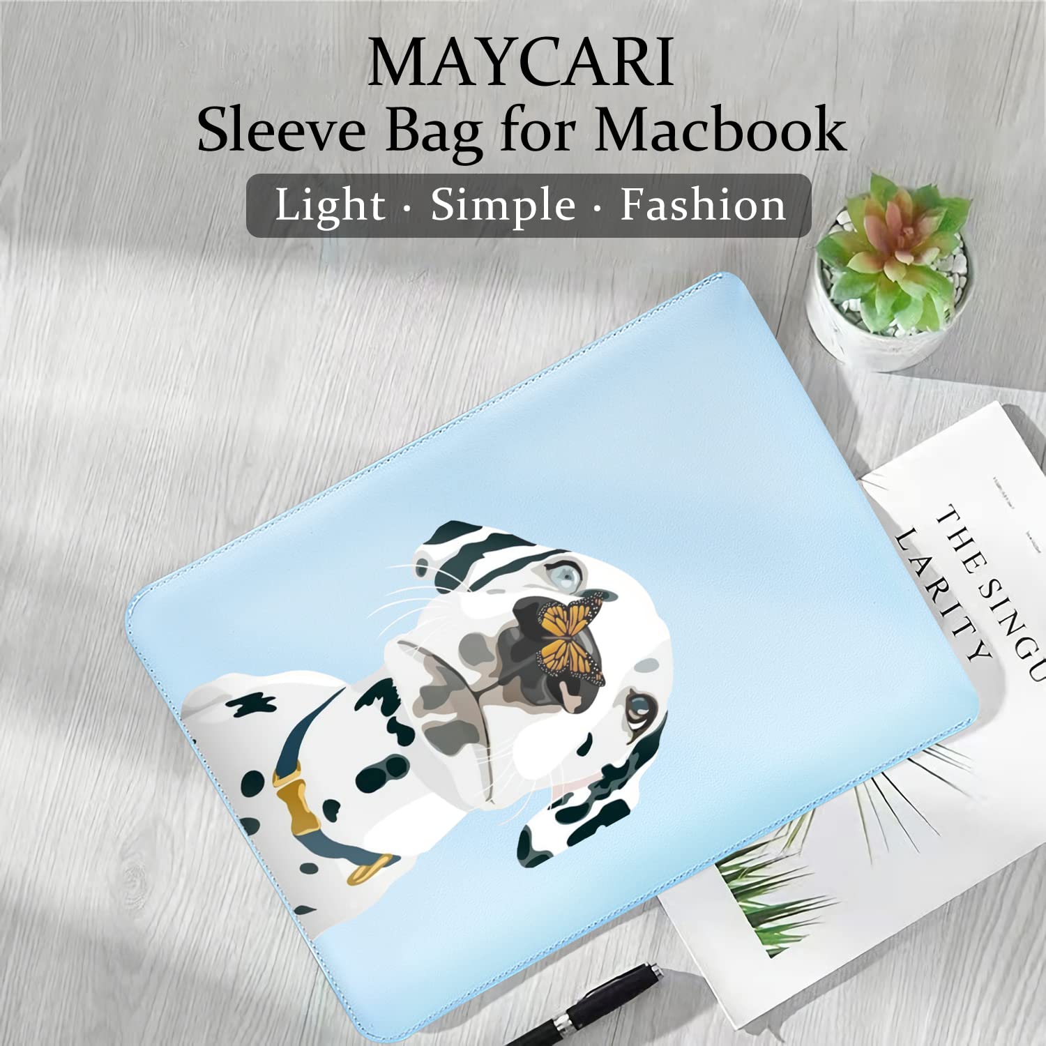 MAYCARI 15.6-16 Inch Laptop Sleeve Case with Dog & Butterfly Painting - Compatible with MacBook Pro 16