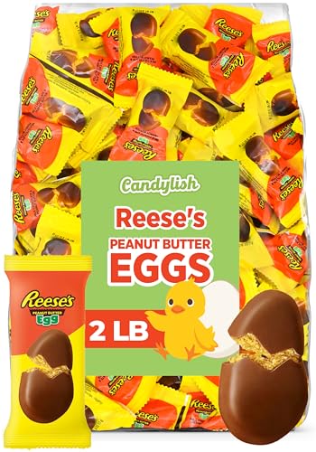Reese's Easter Eggs Milk Chocolate Peanut Butter Candy, 2 LB Bulk Pack (50 Pieces) - Perfect for Easter Egg Hunts, Gift Baskets, Party Favors & Spring Celebrations - Delicious Easter Treats for Kids & Adults
