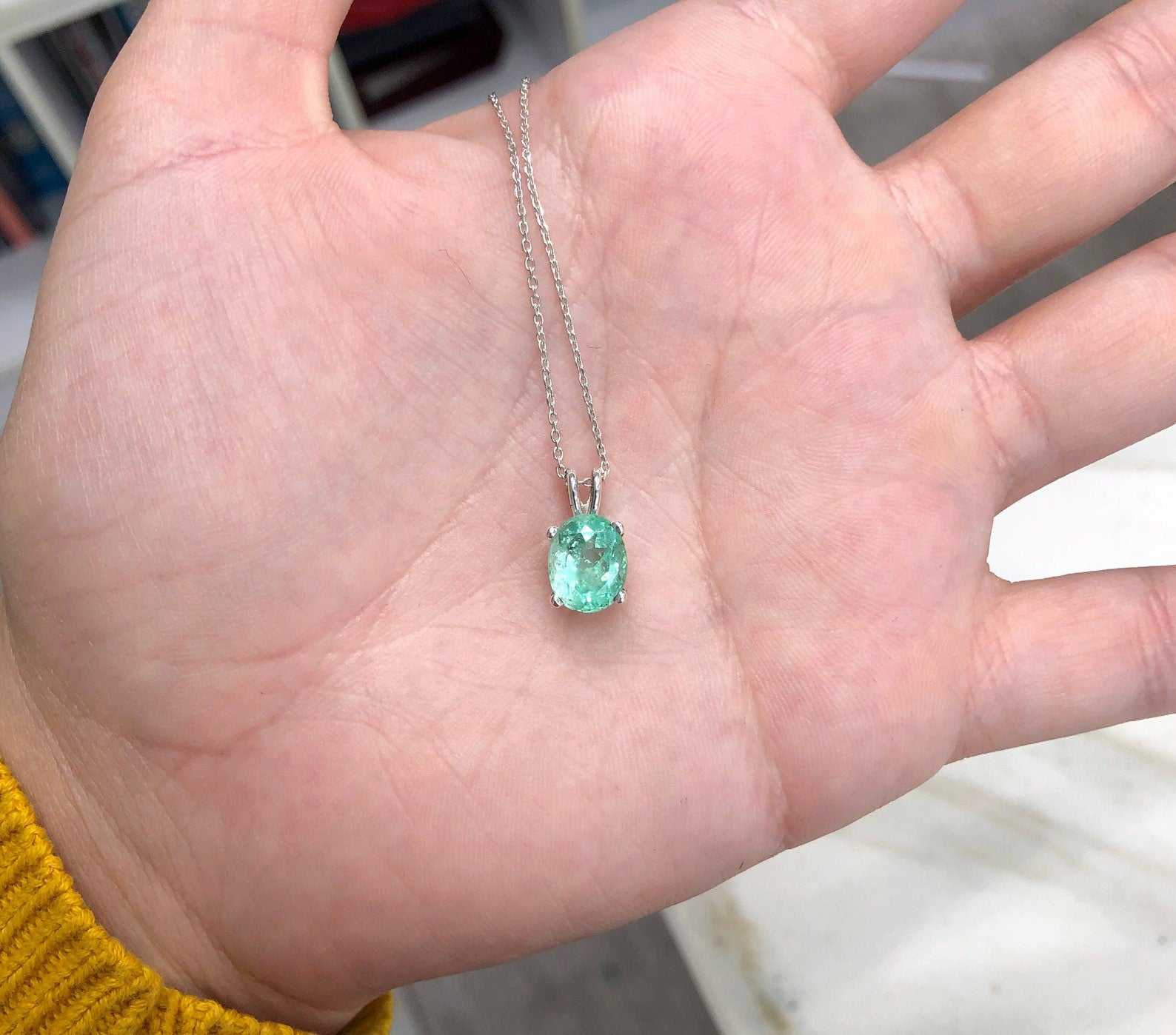 2.50 Carat Oval Emerald Sterling Silver 925 Necklace with 4 Prong Double Bail - Elegant Jewelry for Women, Perfect for Weddings, Anniversaries & Special Occasions