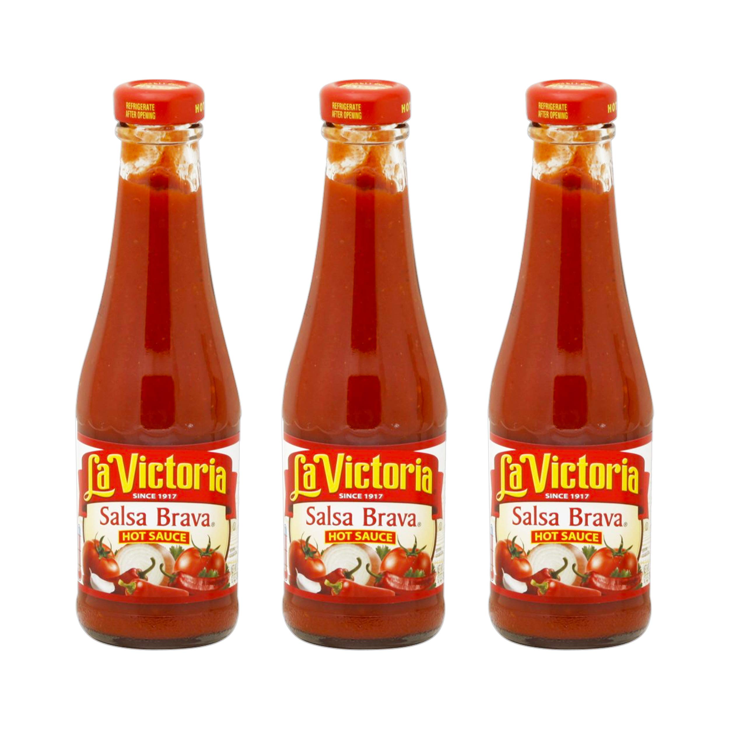 La Victoria Hot Salsa Brava Mexican Style Sauce - 8oz (3 Pack) | Authentic Spicy Red Salsa for Tacos, Nachos & Burritos | Perfect for Parties, Game Nights & Mexican Cuisine