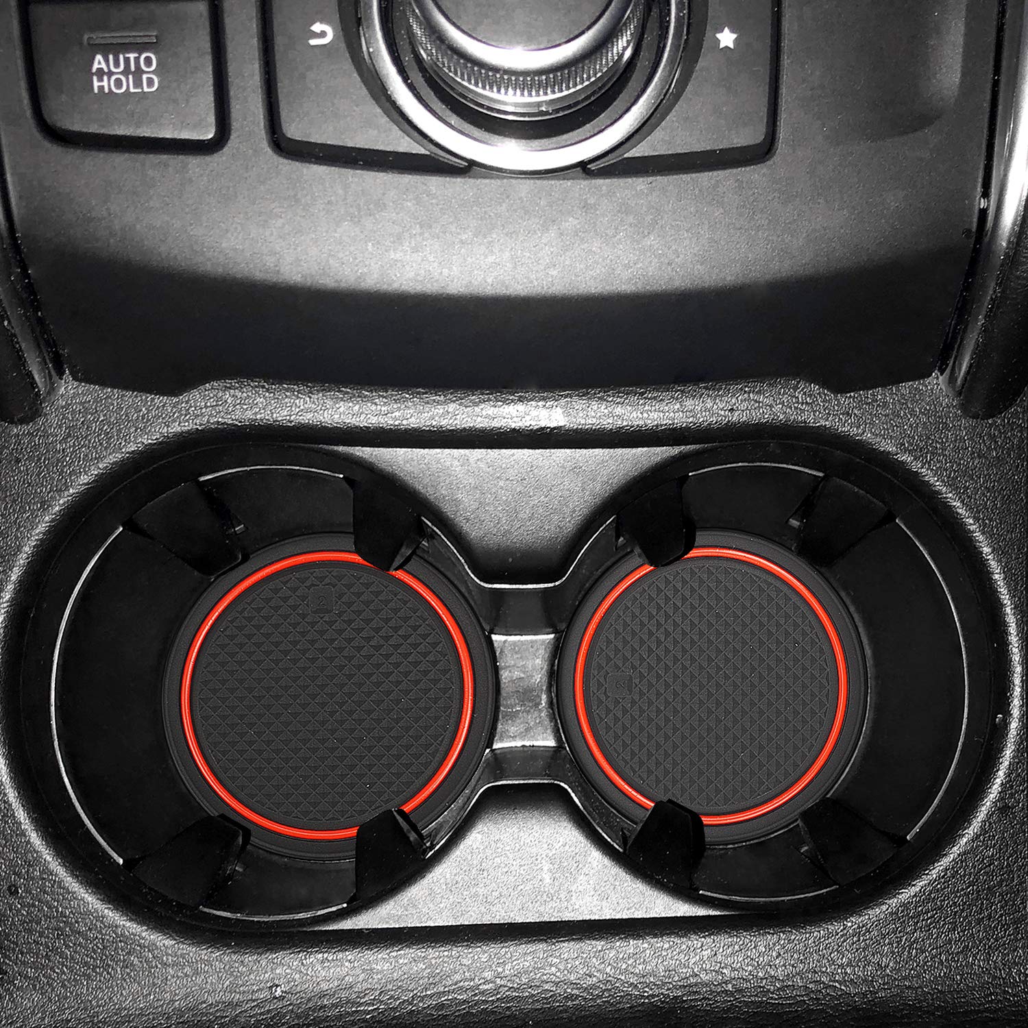 Auovo 18pcs Custom Fit Anti-Dust Mats for Mazda CX-5 (2017-2023) | Door Compartment & Cup Holder Liners | Premium Car Interior Accessories | Perfect for Road Trips & Daily Commuting (Red)