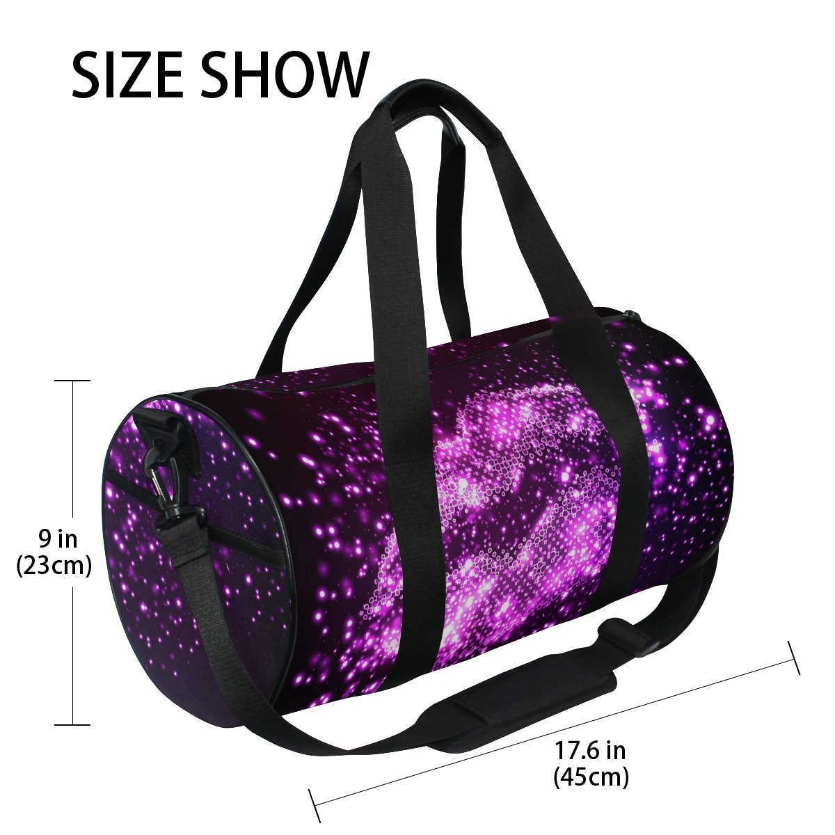 ALAZA Stylish Purple Glitter Gym Duffel Bag - Waterproof Sports Travel Luggage for Men & Women - Perfect for Gym, Workout, Yoga, Travel & Weekend Getaways