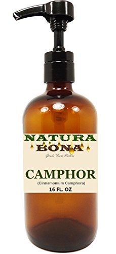 Organic Camphor Pure Essential Oil 16 oz - 100% Natural Therapeutic Grade Aromatherapy Oil in Amber Glass Bottle with Pump Dispenser | Perfect for Massage, Diffusers & Home Remedies