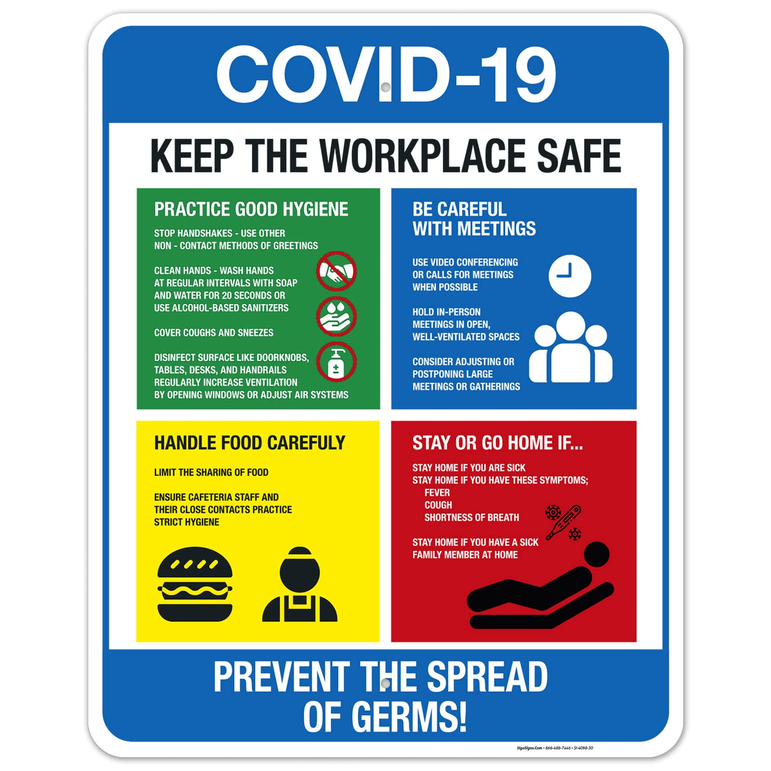 COVID-19 Social Distancing Sign - 24x30 Inch Rust-Free Aluminum Safety Poster for Businesses | Fade-Resistant, Easy to Mount | Indoor/Outdoor Use | Made in USA - Perfect for Offices, Stores & Public Spaces