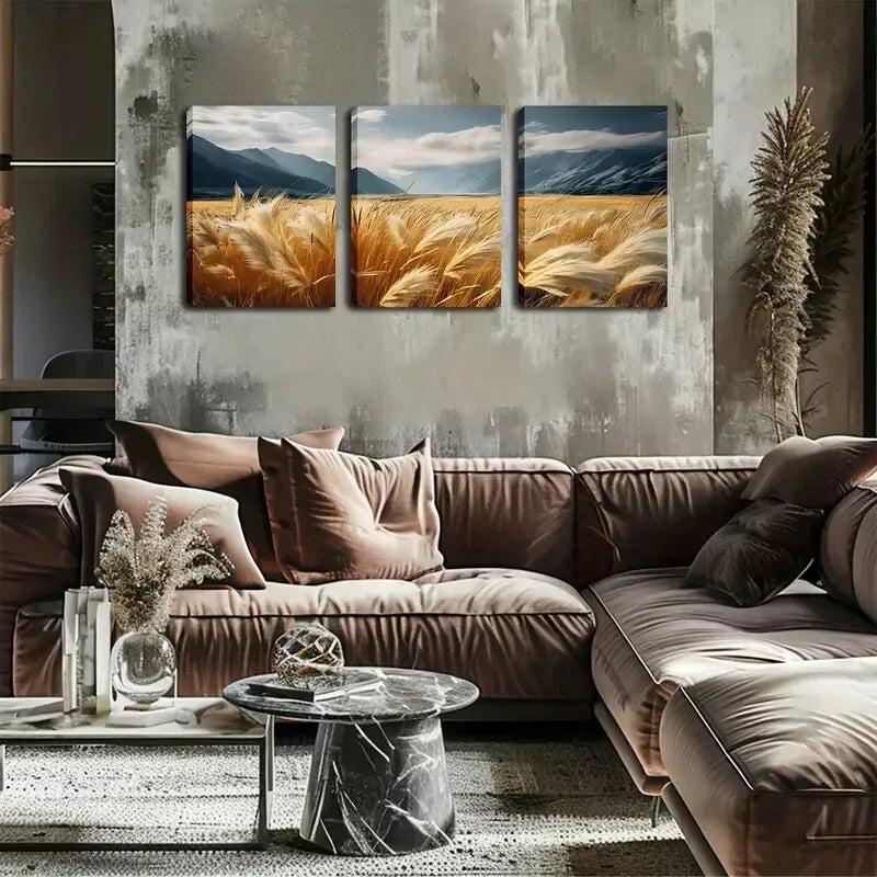 3-Piece Autumn Weeds Wall Art Canvas Set - Framed 40x60cm High Quality Print - 100% Australian Made Ready-to-Hang Wall Decor for Living Room, Bedroom & Office