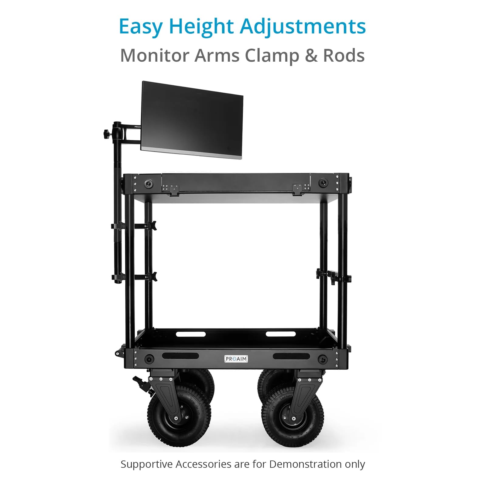 PROAIM Heavy Duty Monitor Articulated Arm - 25kg/55lb Payload, Compatible with Victor Cart, Atlas Camera Cart & Sound Chief Cart - Perfect for Film Production, Video Editing & Studio Setups (VCTR-MA)