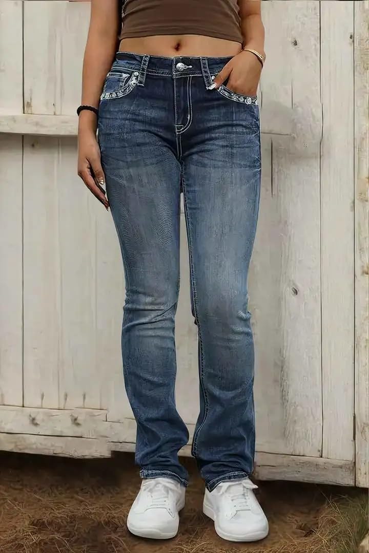 Flamingals Bootcut Jeans for Women - High Stretch Skinny Denim for Casual Wear