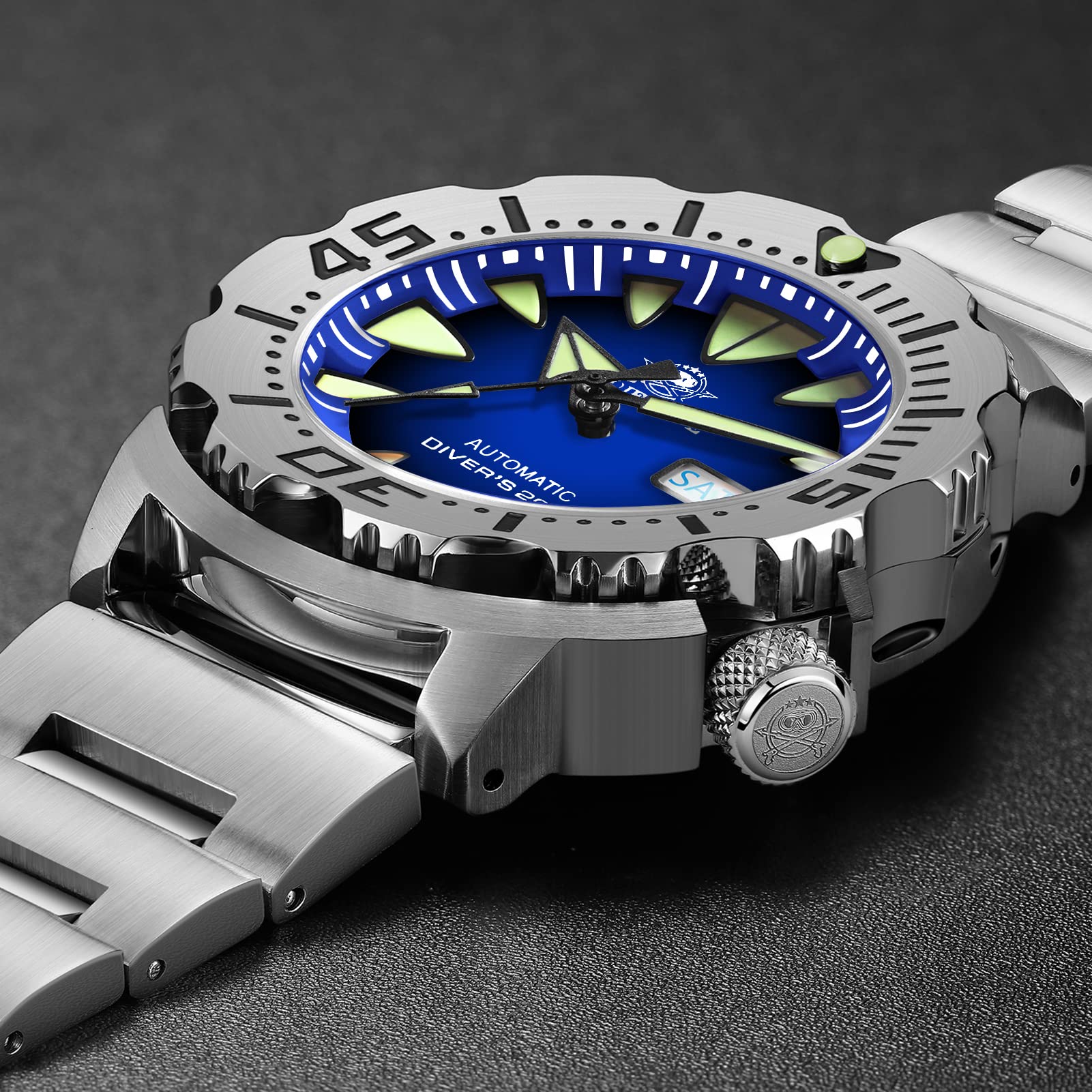 ADDIESDIVE Men's Automatic Diver Watch - 200M Water Resistant Stainless Steel Case with Scratch-Resistant Sapphire Crystal - Perfect for Swimming, Diving & Everyday Wear