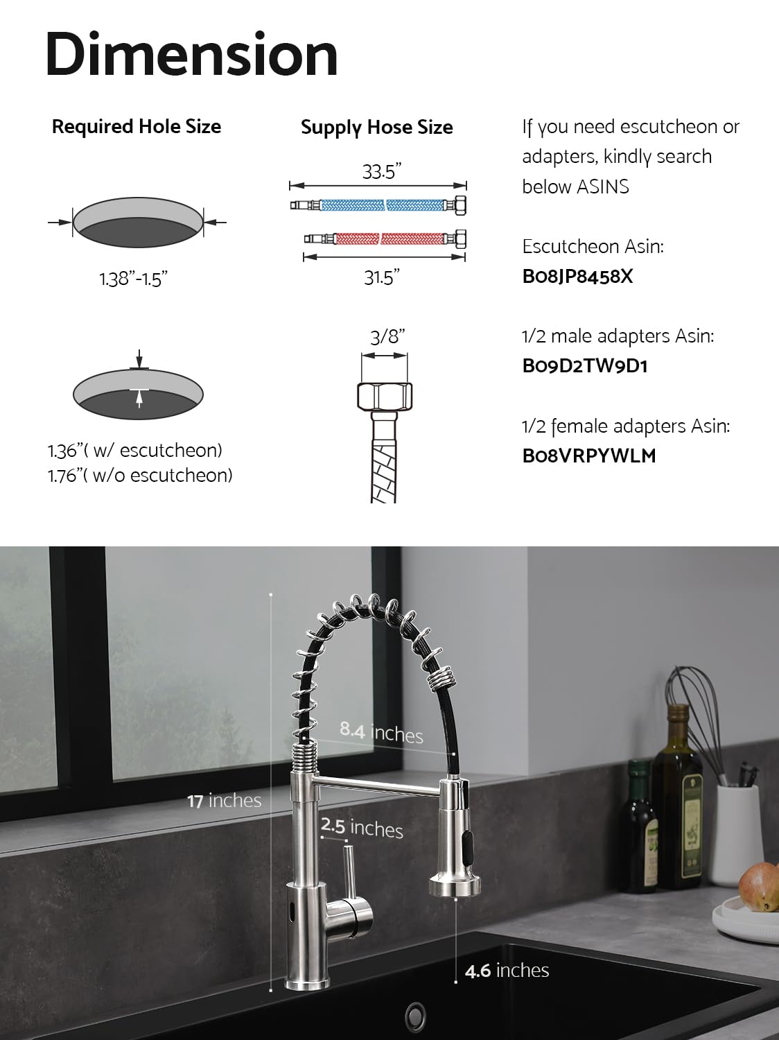 Touchless Kitchen Faucet with Pull Down Sprayer - Motion Sensor Stainless Steel Spring Single Handle Sink Faucet (Brushed Nickel) for Modern & Hygienic Kitchen Upgrade | Perfect for Busy Cooks, Families & ADA Compliant Homes