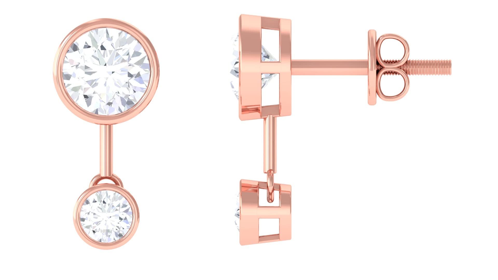 1.25 CT Moissanite Stud Drop Earrings for Women - 14K Solid Gold Simple Elegant Dangle Earrings - Perfect for Weddings, Parties & Everyday Wear