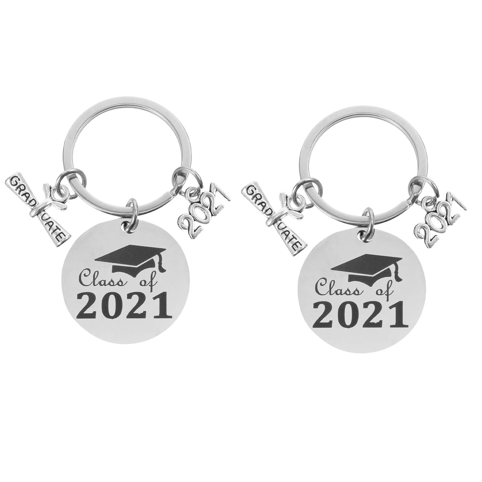 VALICLUD 2-Pack Graduation Keychain Set - Inspirational Letter Keyrings for Students, Teachers & Grads - Perfect Graduation Gift & Bag Charm for Commencement, College & School Celebrations