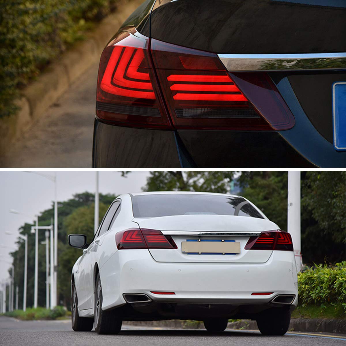 VLAND LED Tail Lights for Honda Accord 2013 2014 2015 - Red Smoke Lens - High Visibility & Style Upgrade - Perfect for Night Driving & Car Customization