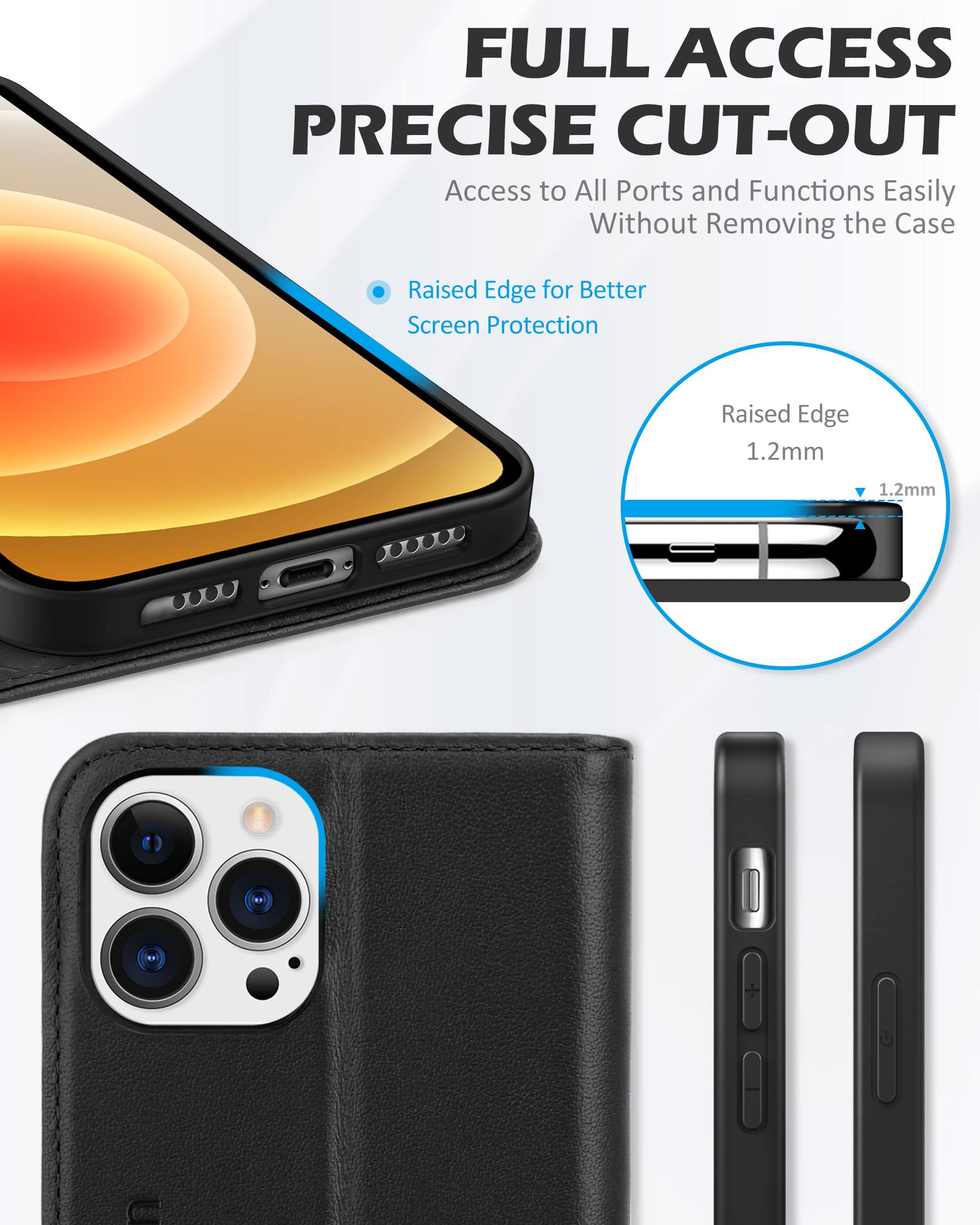 SHIELDON Genuine Leather Magnetic Wallet Case for iPhone 12 Pro Max (6.7