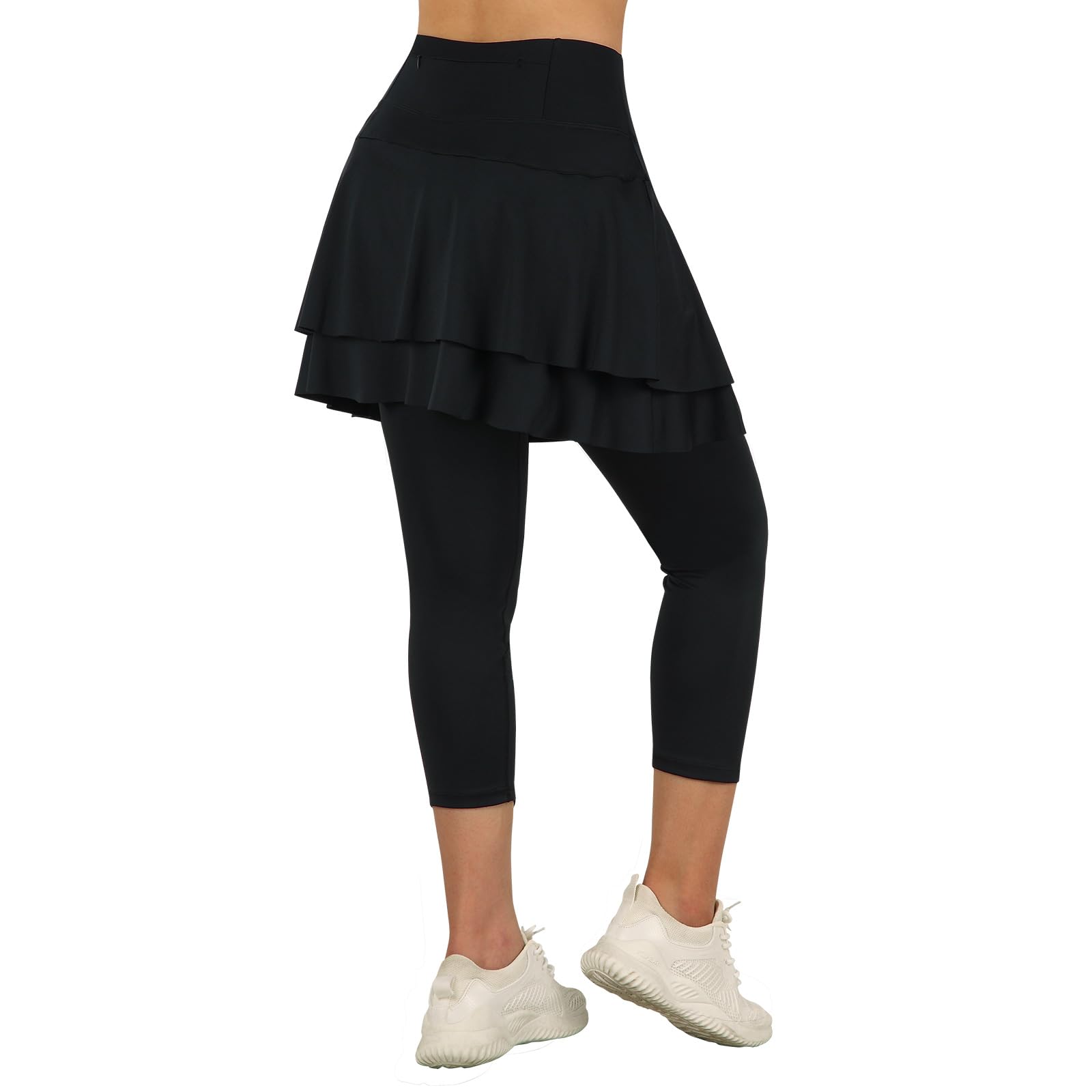 ANIVIVO Women's Skirted Leggings - Athletic Capri Leggings with Built-in Tennis Skirt for Golf, Pickleball & Workouts - Comfortable Workout Clothes with Pockets - Perfect for Sports, Gym & Casual Wear