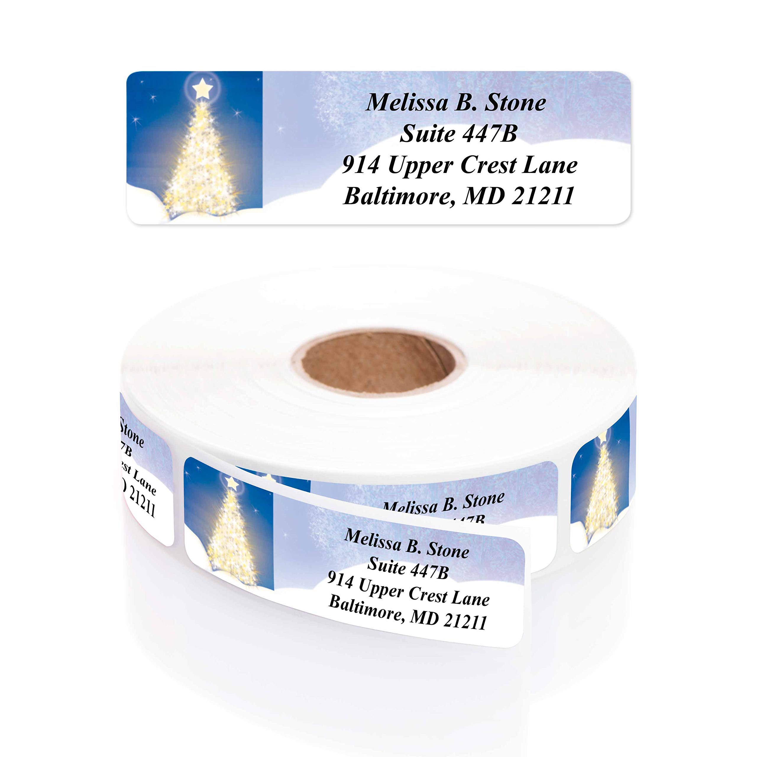 Elegant Rolled Address Labels with Dispenser for Holiday Cards & Gifts