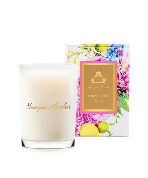 Monique Lhuillier Dolce Scented Candle - Luxury Home Fragrance for Relaxation & Romantic Ambiance - Perfect for Bedroom, Bathroom & Gift Giving