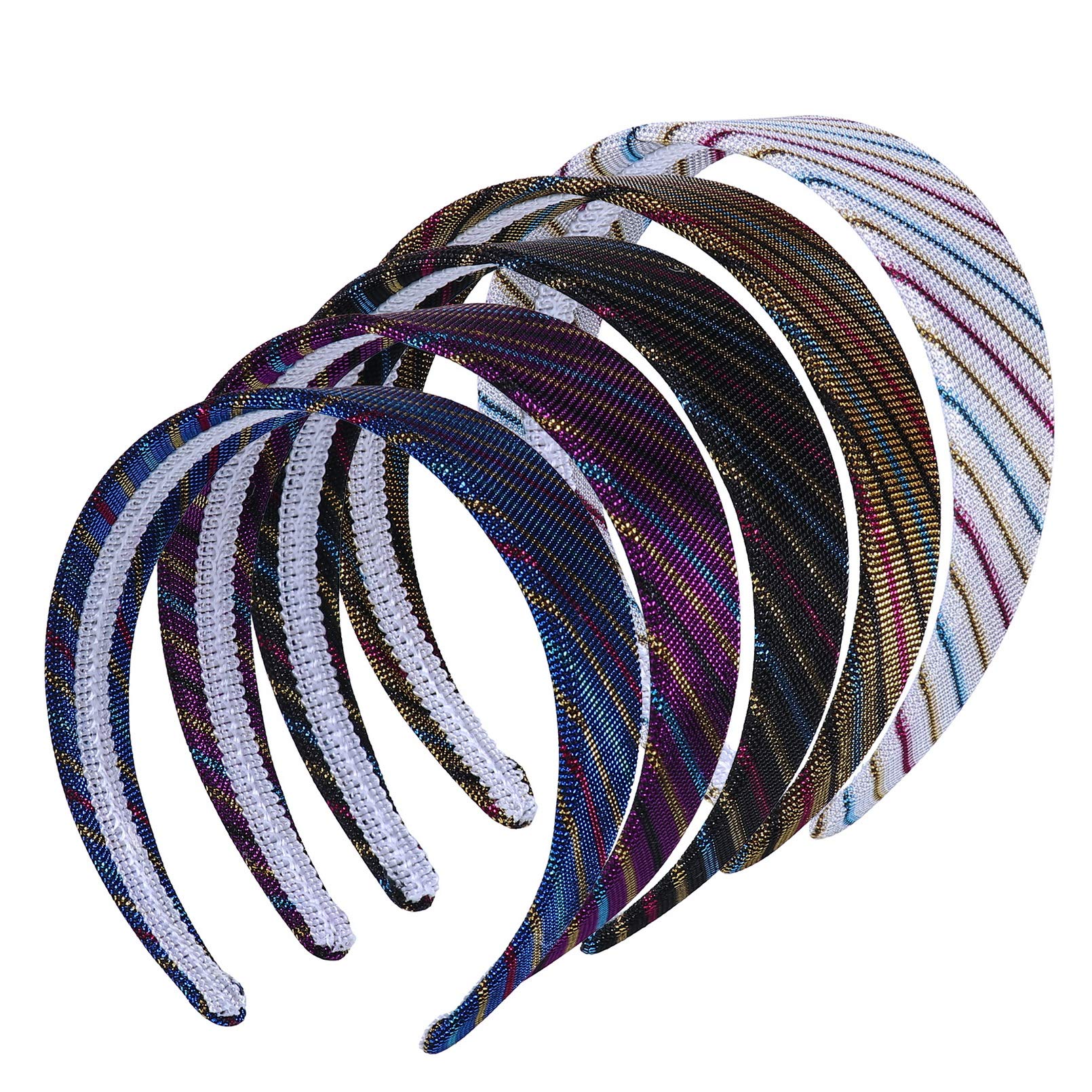 YiyiLai 5 Pack Gold Thread Stripes Headbands for Women - Fashion Hair Wraps & Hoops Accessories - Perfect for Yoga, Running, Workouts & Daily Wear