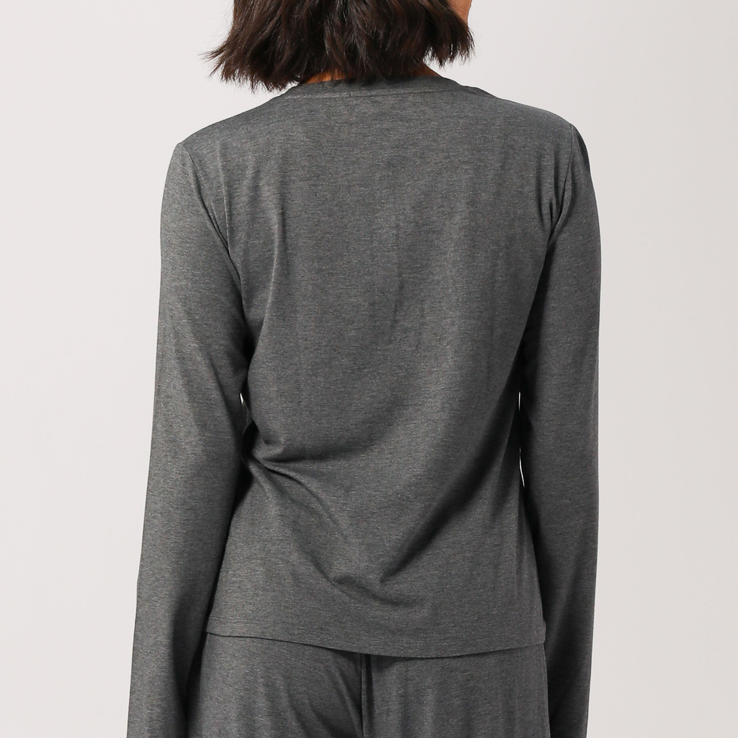 Eco-Friendly Women's Bamboo Long Sleeve T-Shirt - Soft Grey Marble - Comfortable & Breathable for Yoga, Travel & Everyday Wear