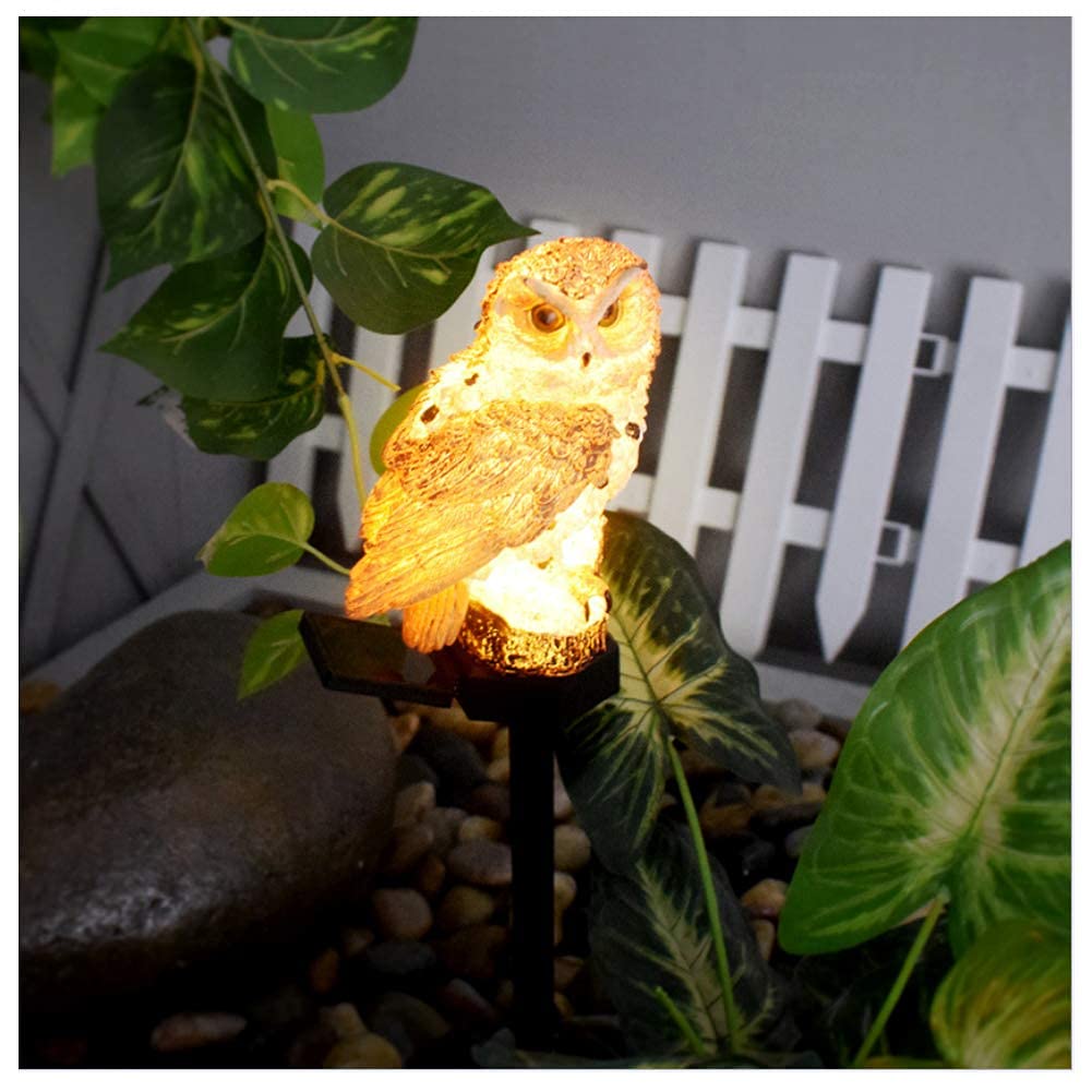 Solar-Powered White Owl Garden Stake Lights - Waterproof Outdoor Landscape Lighting for Lawn, Patio, Yard & Walkway | Warm White LED Decor for Nighttime Ambiance & Pathway Safety
