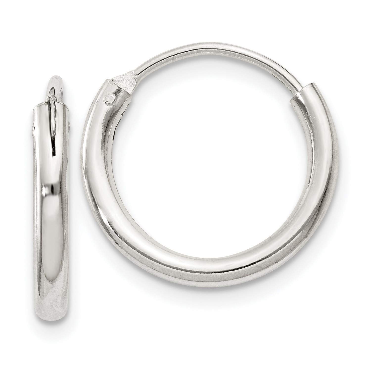 Sterling Silver 2mm Small Endless Hoop Earrings 16x16mm - Minimalist Everyday Jewelry for Women, Perfect for Work, Date Night & Gifts