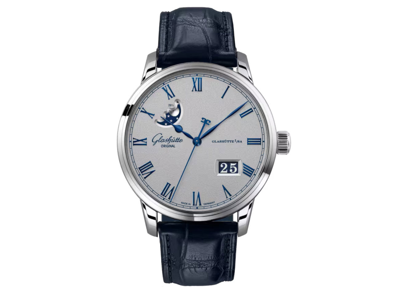 Glashutte Original Senator Excellence Panorama Date Moon Phase Stainless Steel Men's Watch - Luxury Dress Watch for Business, Formal Events & Special Occasions