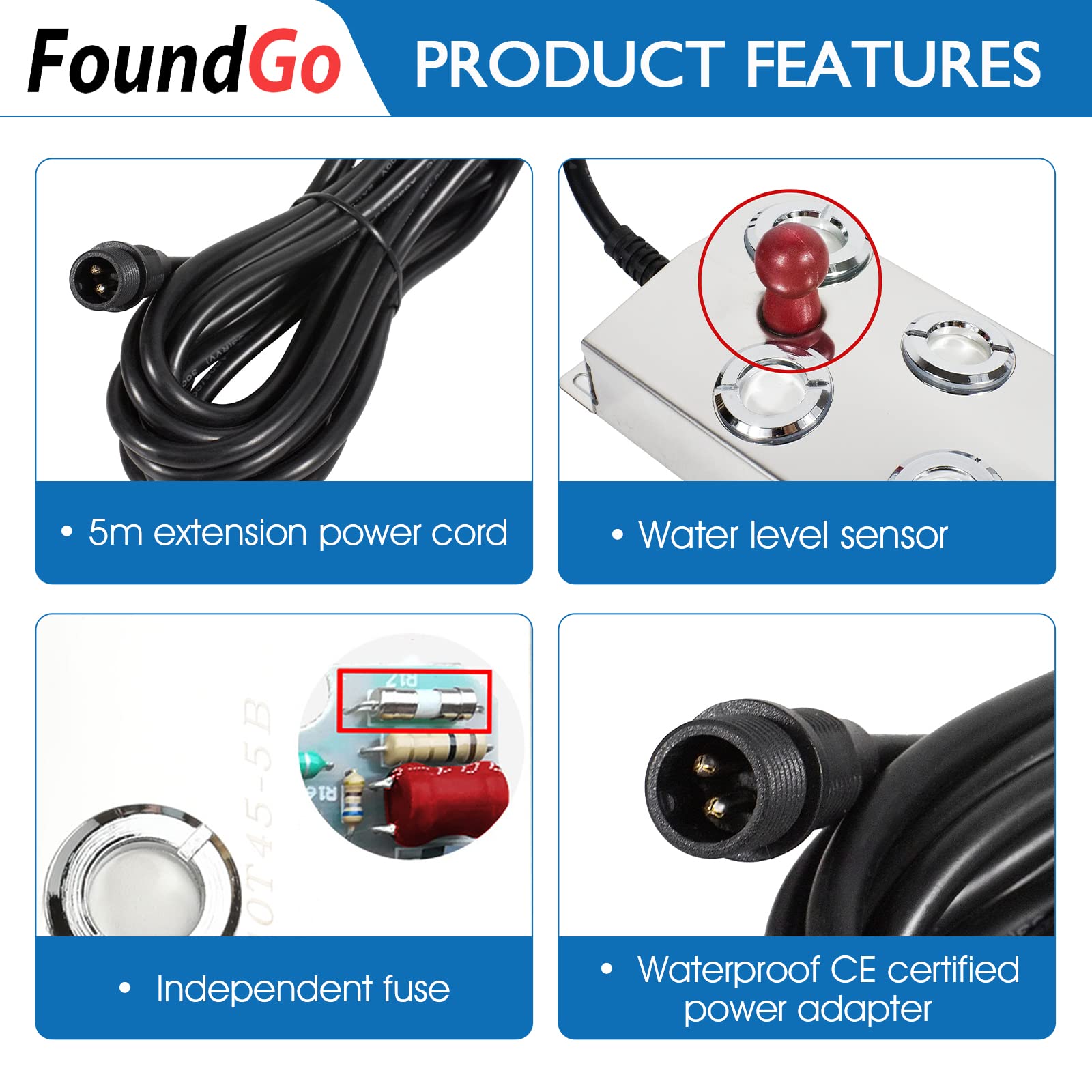 FoundGo 250W Ultrasonic Fog Maker Fogger Machine - 6 Head Mist Maker for Water Fountain, Pond, Aquarium | Includes Buoy, Power Adapter & 6 Replacement Discs | Perfect for Indoor/Outdoor Decoration, Hydroponics & Relaxation
