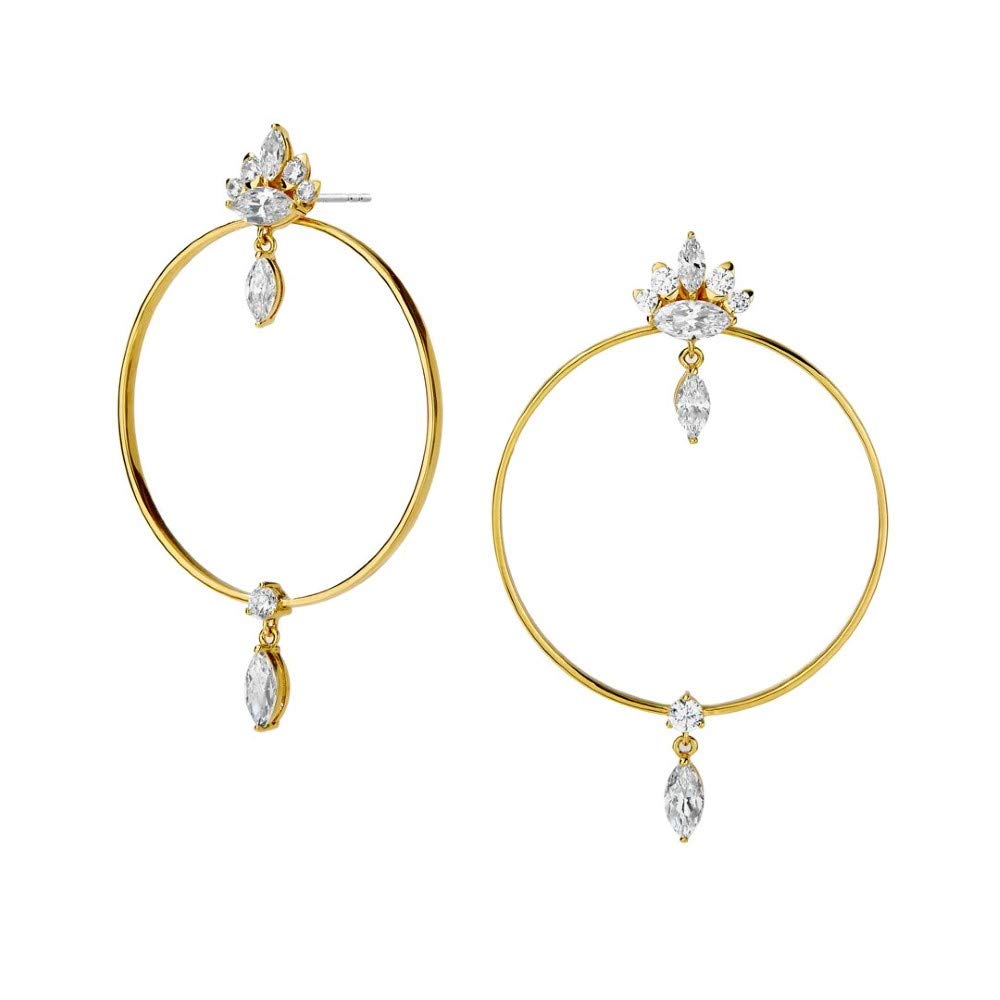 Nadri Tango Frontal Hoop Earrings for Women - Trendy Small Gold & Rhodium Plated Hoop Earrings, Everyday Wear Jewelry for All Ages | Perfect for Office, Date Night & Casual Outfits