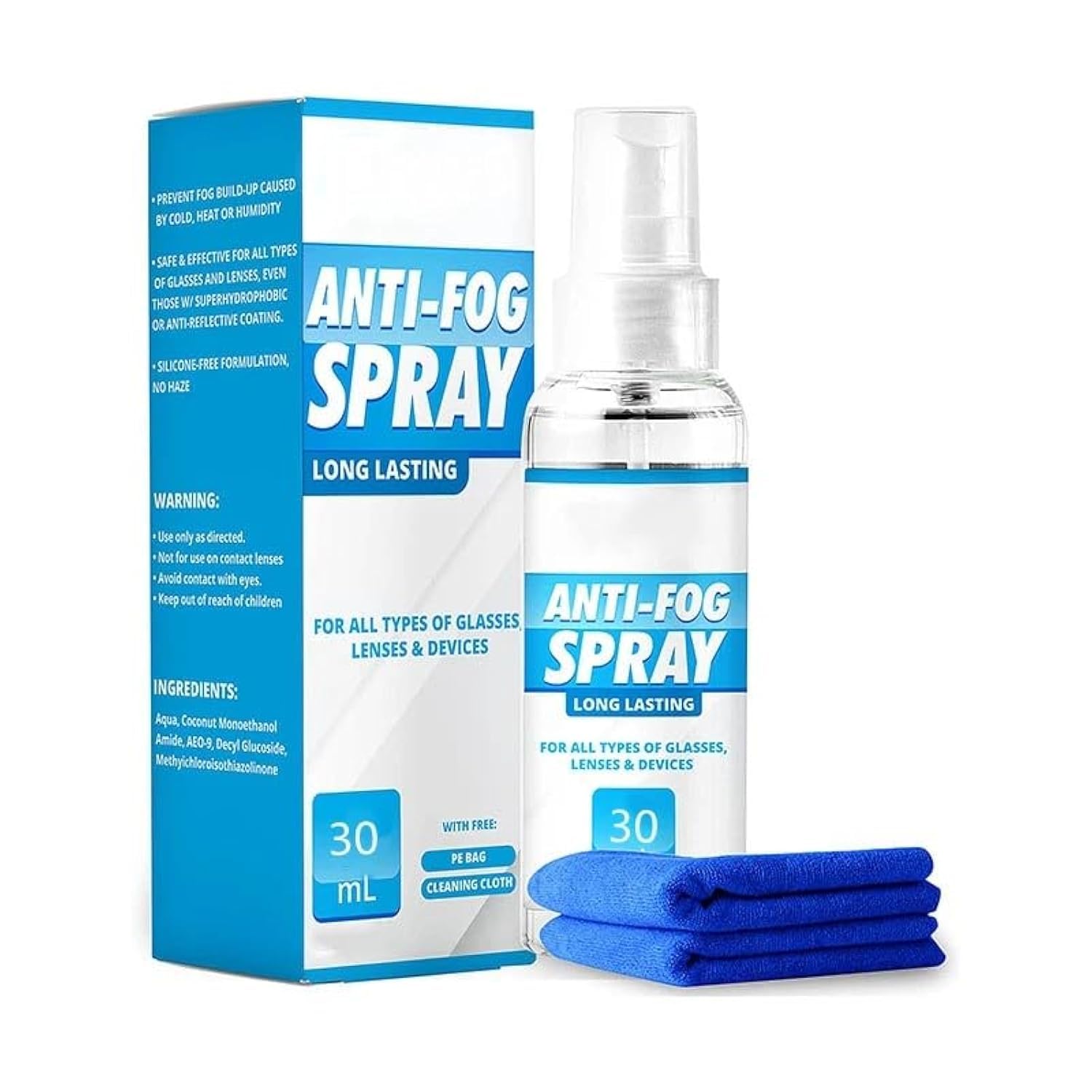 Premium Anti-Fog Eyeglass Cleaner Spray - Lens Cleaning Solution for Glasses, Sunglasses & Goggles - Prevent Fogging for Sports, Driving & Outdoor Activities