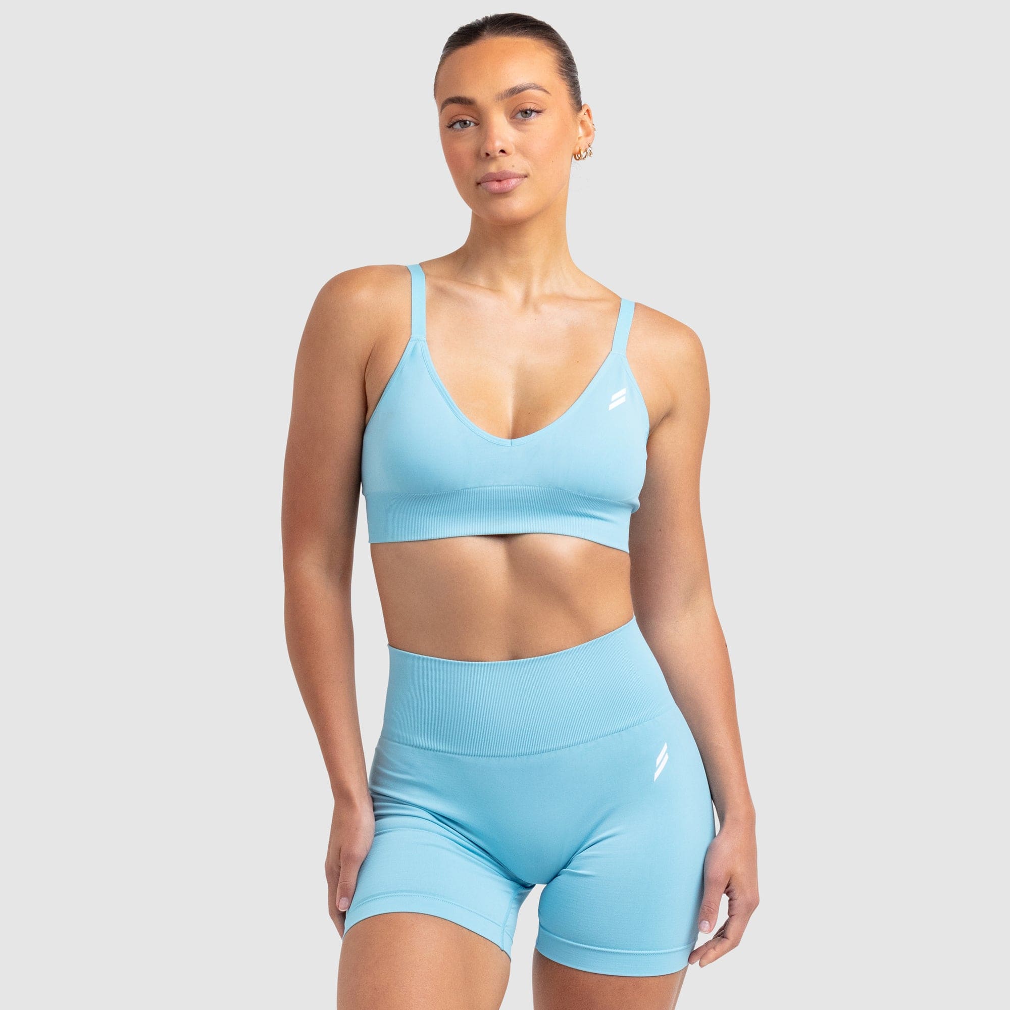 Scrunch 2 Seamless Crop Top - Baby Blue | Women's Yoga Workout Shirt for Gym, Running & Casual Wear