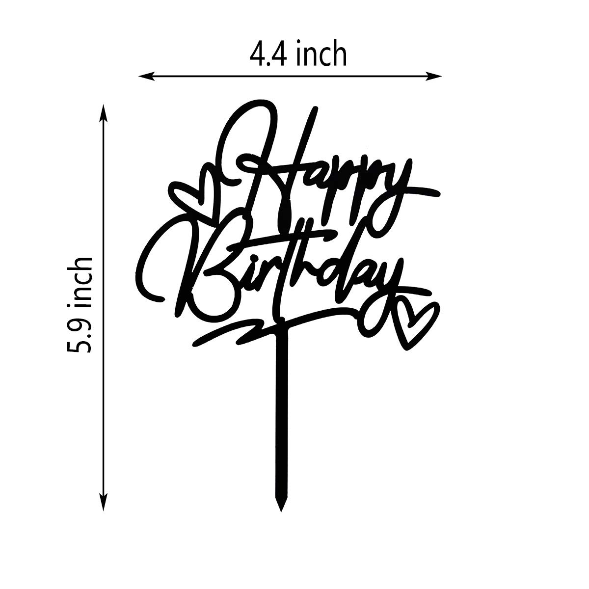 Happy Birthday Cake Topper - Elegant Black Acrylic Birthday Party Decorations for Weddings, Anniversaries & Special Celebrations