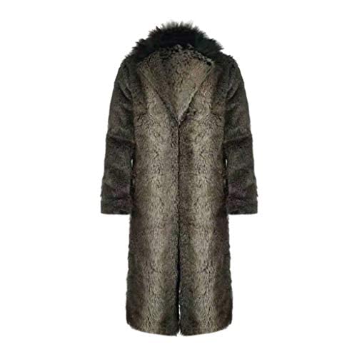 VEZAD Men's Faux Fur Hooded Jacket - Warm Leopard Print Winter Coat for Men, Stylish Overcoat for Cold Weather, Perfect for Outdoor Activities and Casual Wear