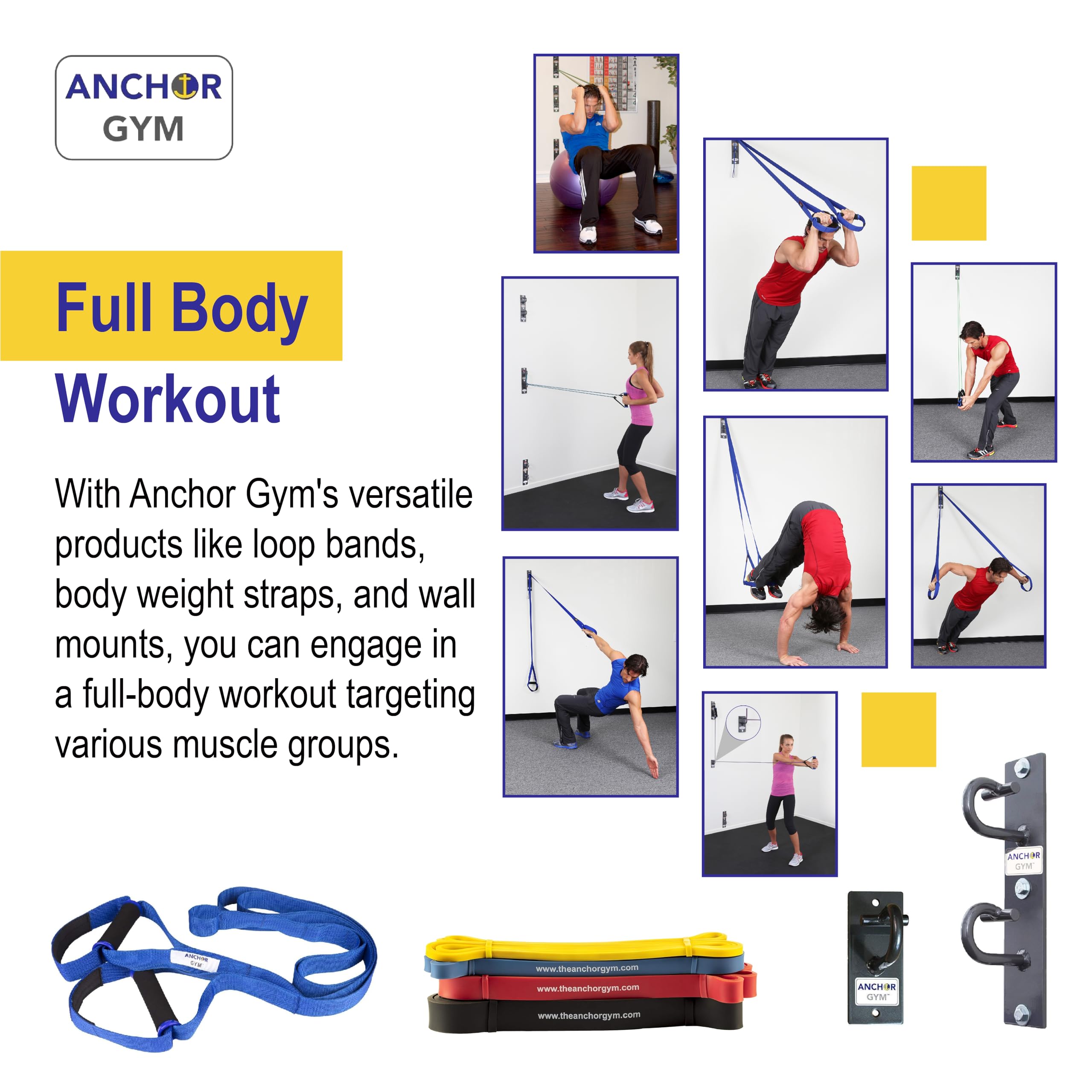 Anchor Gym H2 Wall & Ceiling Mounted Exercise Hook Station - Heavy Duty Dual Hook Anchor for Bodyweight Straps, Resistance Bands, Pull Up Straps, Strength Training & Yoga - Home Gym Equipment (Includes Wood Screws) - Perfect for Home Workouts, Garage Gyms & Functional Fitness Training