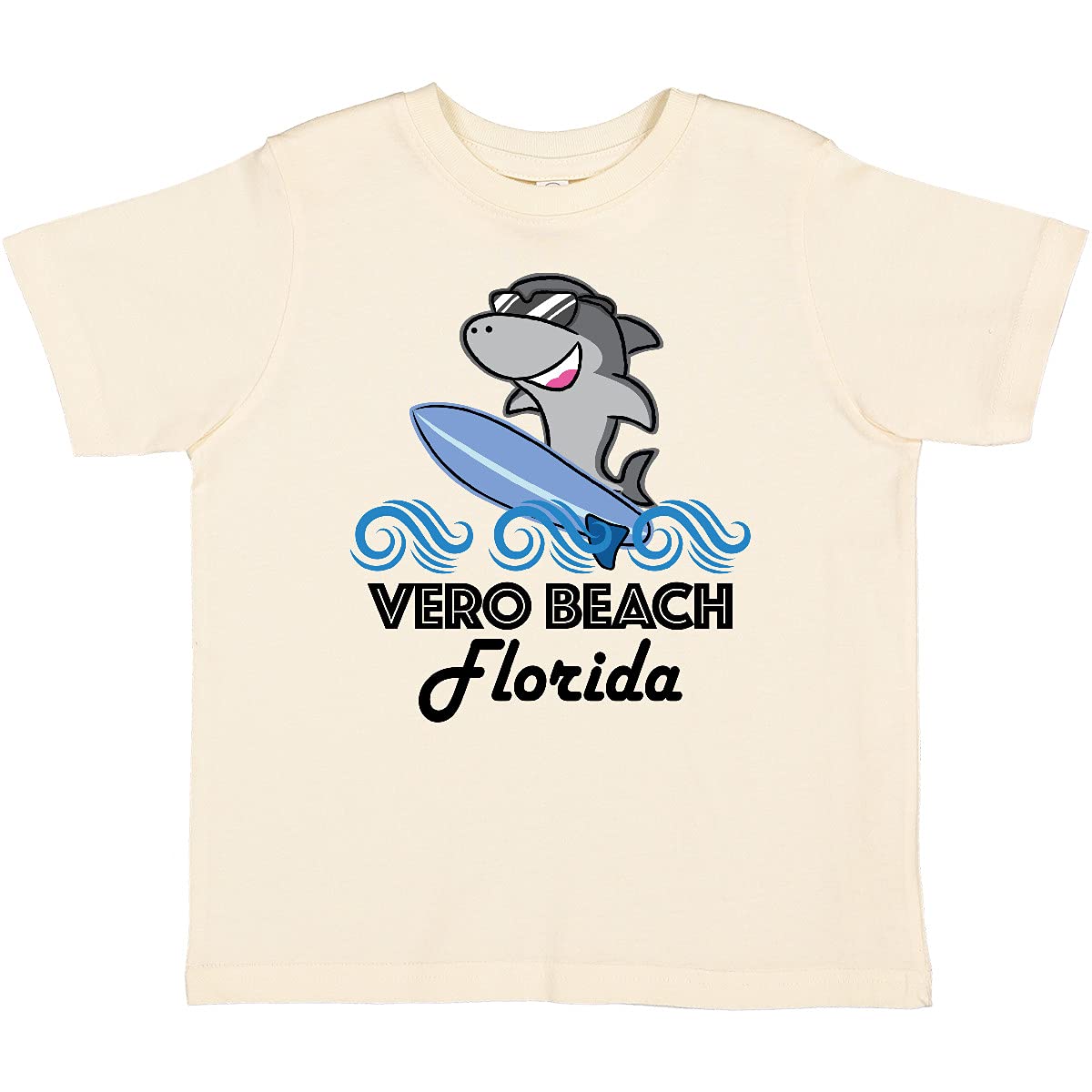 Inktastic Vero Beach Florida Vacation Funny Shark Toddler T-Shirt - Cute Baby Boy & Girl Outfit for Beach Trips & Summer Holidays