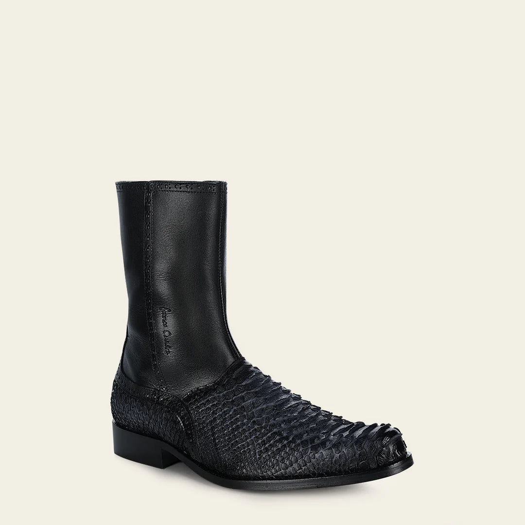 Franco Cuadra Men's Grey Casual Dress Ankle Boots with Python Skin Design - Perfect for Office, Parties & Everyday Wear