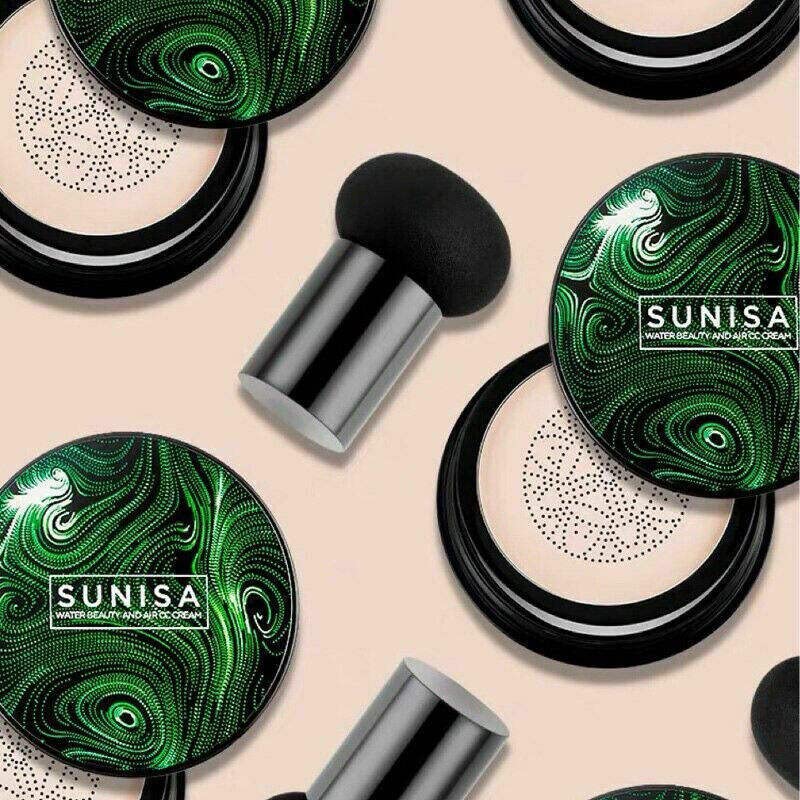 SUNISA Swiss Edition 3-in-1 Air Cushion CC Cream & BB Cream Foundation with Concealer - Lightweight Full Coverage Makeup for Flawless Skin, Perfect for Daily Wear & Touch-Ups