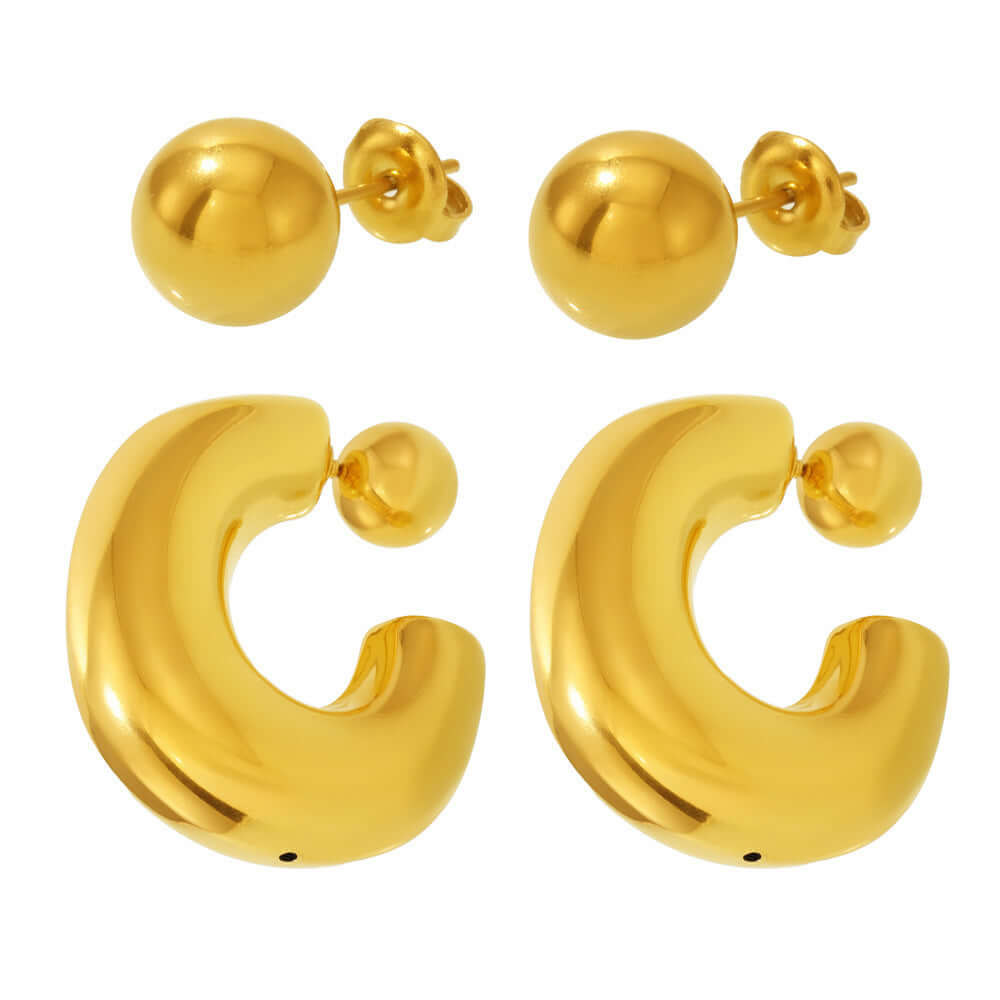Chunky Two-Way Hoop Earrings for Women - Trendy Gold & Silver Fat Hoops | F1697 | Perfect for Casual Outfits, Parties & Everyday Wear