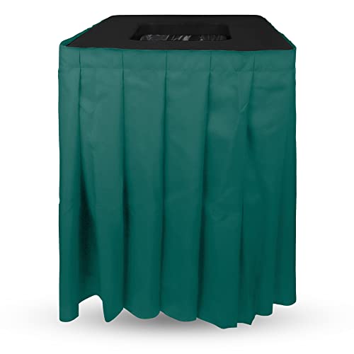 .Square Black Top Green Skirt