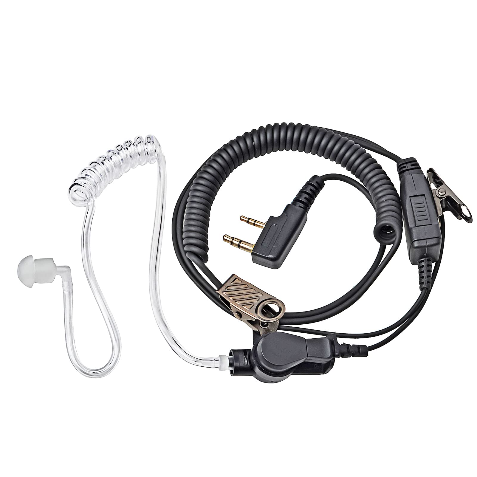 HYS Surveillance Headset Earpiece - Clear Acoustic Coil Tube Earbud Audio Kit for Kenwood PUXING Baofeng UV-5R BF-888S 2 Way Radio - Ideal for Security, Law Enforcement & Outdoor Communication