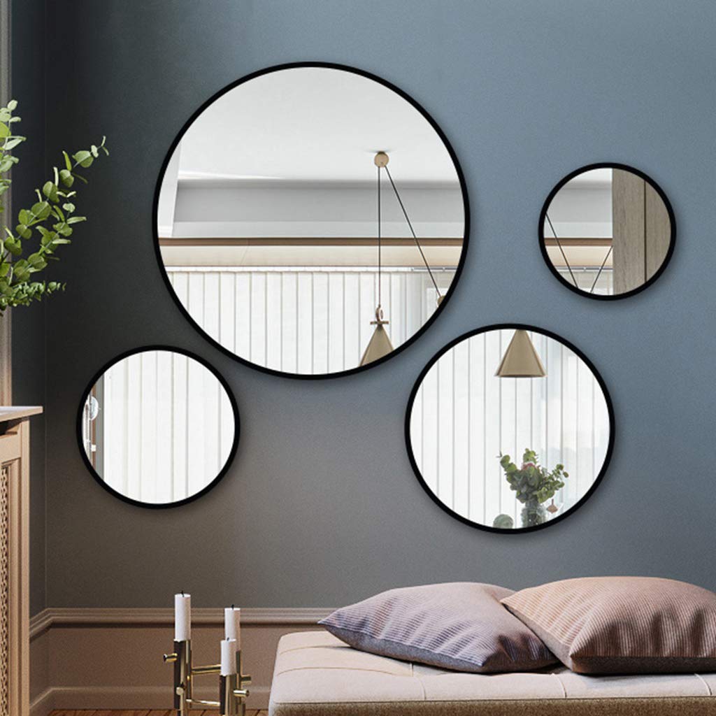 Stylish Black Round Mirror with Durable Metal Frame - Perfect for Bathroom, Entryway, Living Room & Bedroom Decor | Elegant Wall Mounted Circle Mirror for Home & Office Spaces