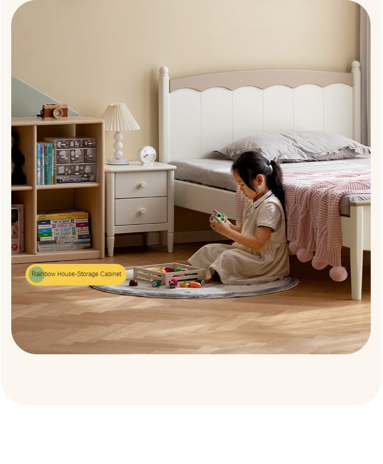 Modern Poplar Solid Wood Kids Bed - Sturdy, Safe & Eco-Friendly for Boys & Girls Bedroom, Nursery or Guest Room