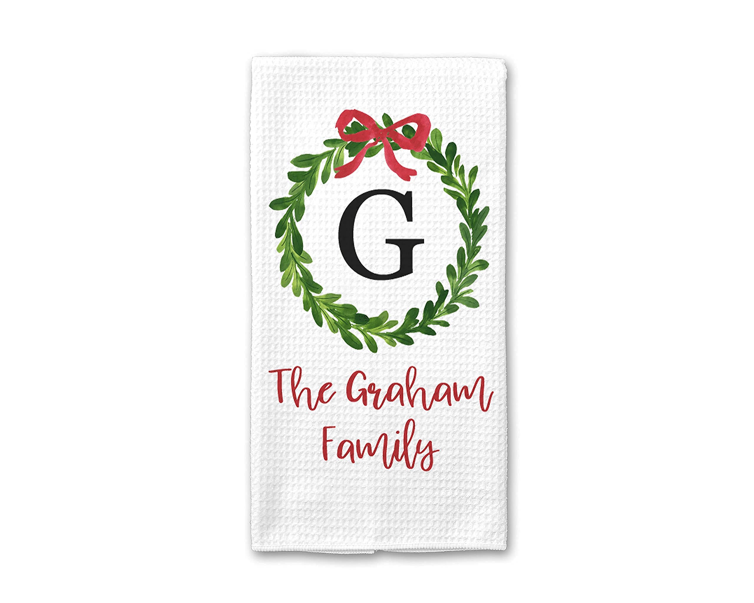 Custom Christmas Waffle Weave Dish Towels - Personalized Kitchen Towels Set for Holiday Gifts | Housewarming & Christmas Present for Women | Absorbent Cotton Tea Towels for Baking, Cooking & Decor