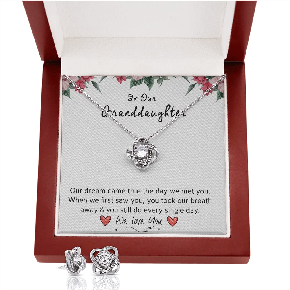 14k Gold Necklace and Earrings Set for Granddaughter - Elegant Graduation Gift from Grandma | Perfect for Graduation Ceremonies, Birthday Celebrations & Special Occasions