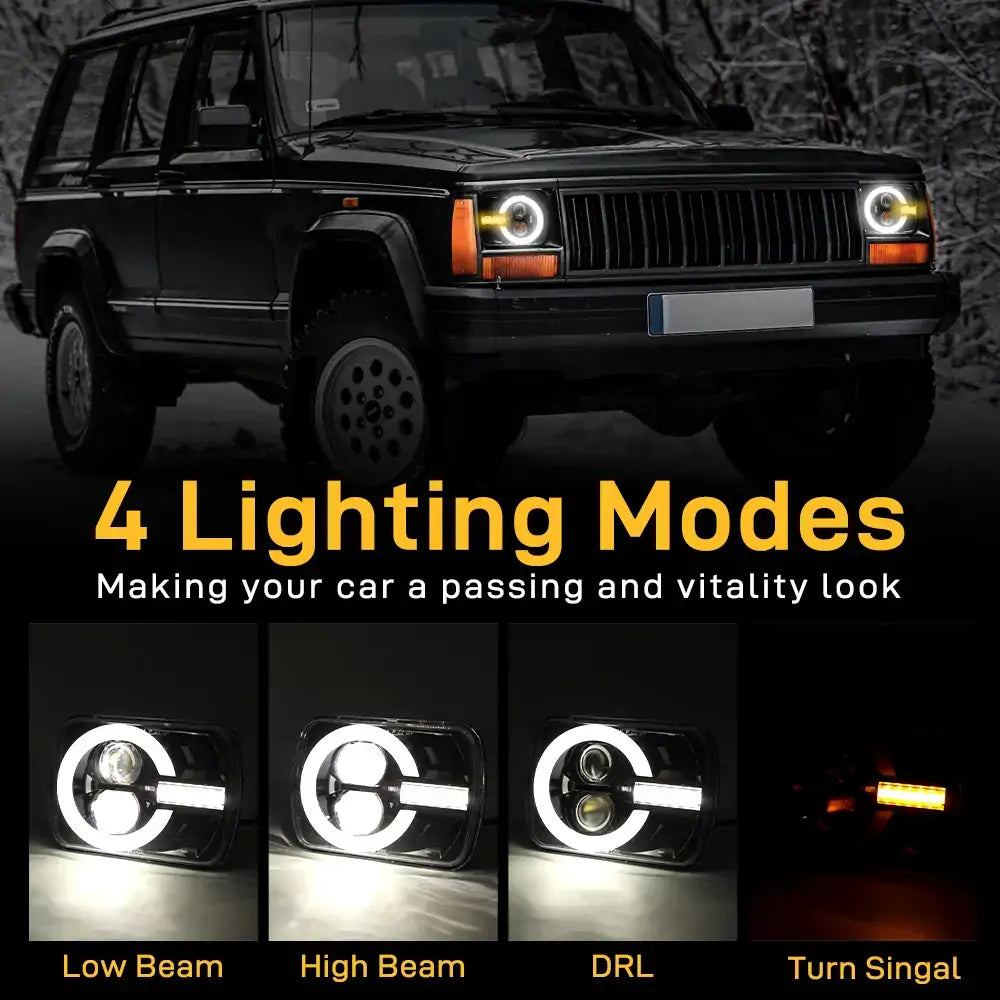 LOYO 5x7 Inch LED Headlights with DRL & Turn Signal for Jeep Wrangler YJ Cherokee XJ Trucks - High Performance Off-Road Lighting for Night Driving & Adventure