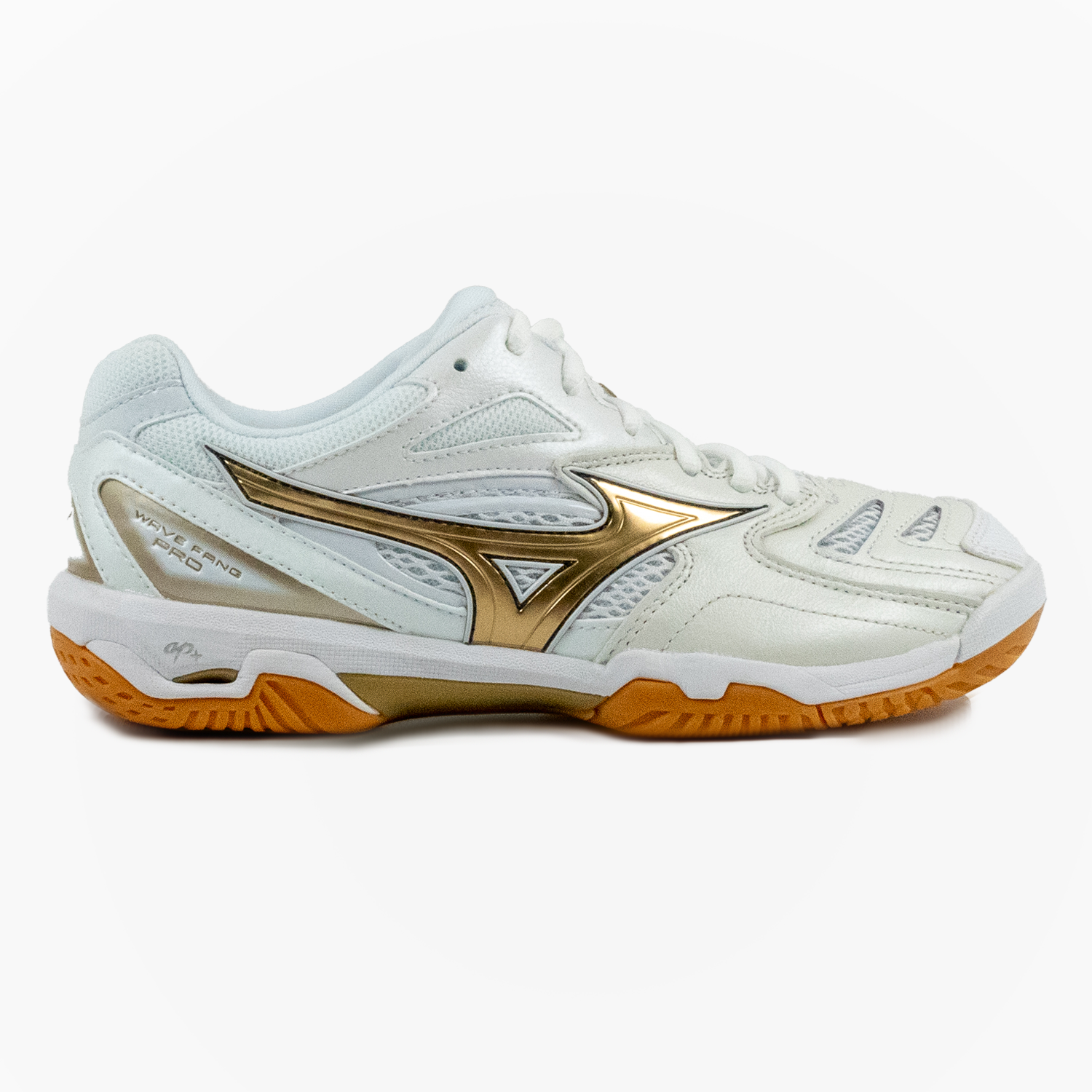 Mizuno Wave Fang Pro Volleyball Shoes - White/Gold - High Performance Indoor Court Shoes for Men & Women - Perfect for Competitive Matches & Training