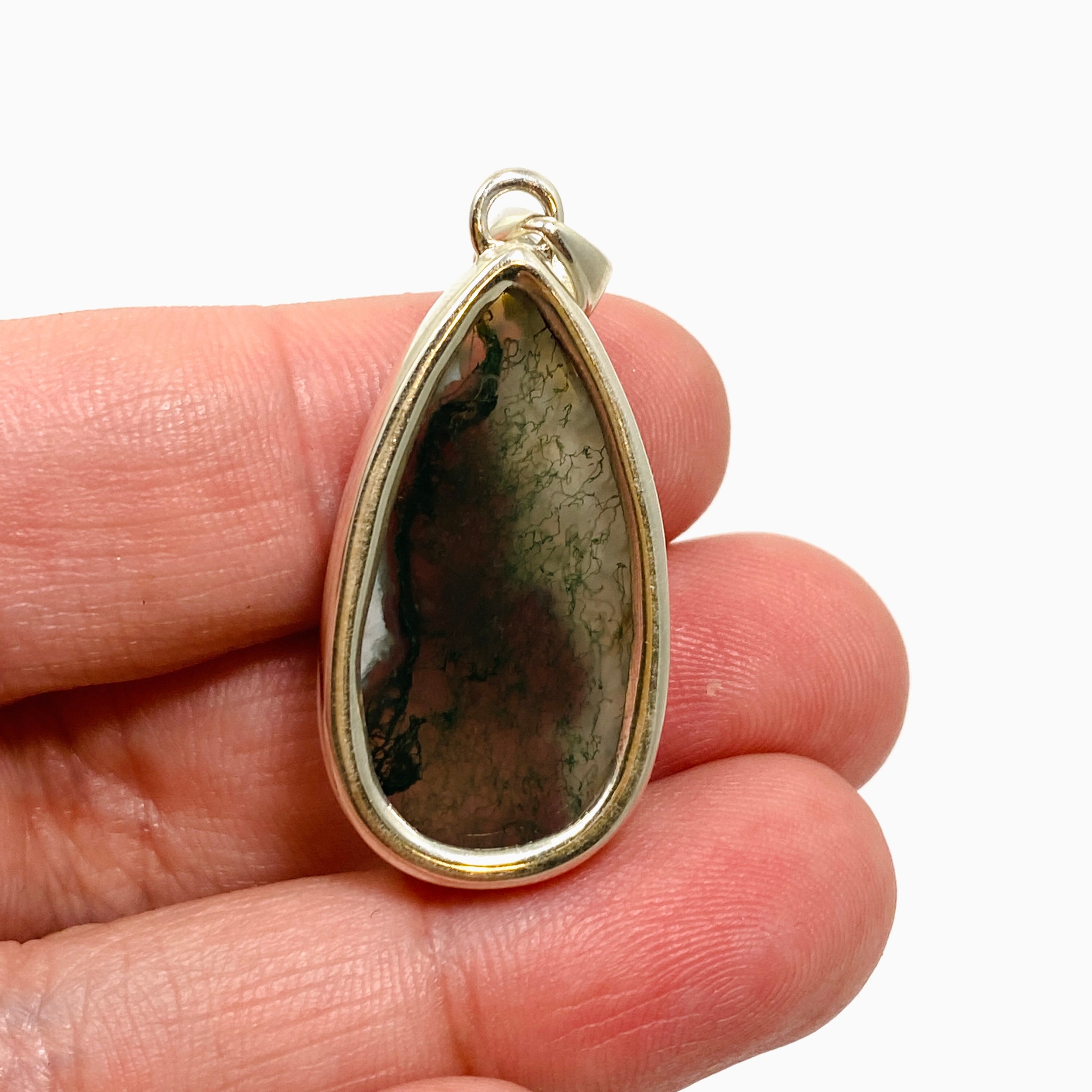Natural Moss Agate Teardrop Cabochon Pendant - KPGJ4711 for Jewelry Making, Wire Wrapping & DIY Crafts | Perfect for Necklaces, Earrings & Boho Style Accessories