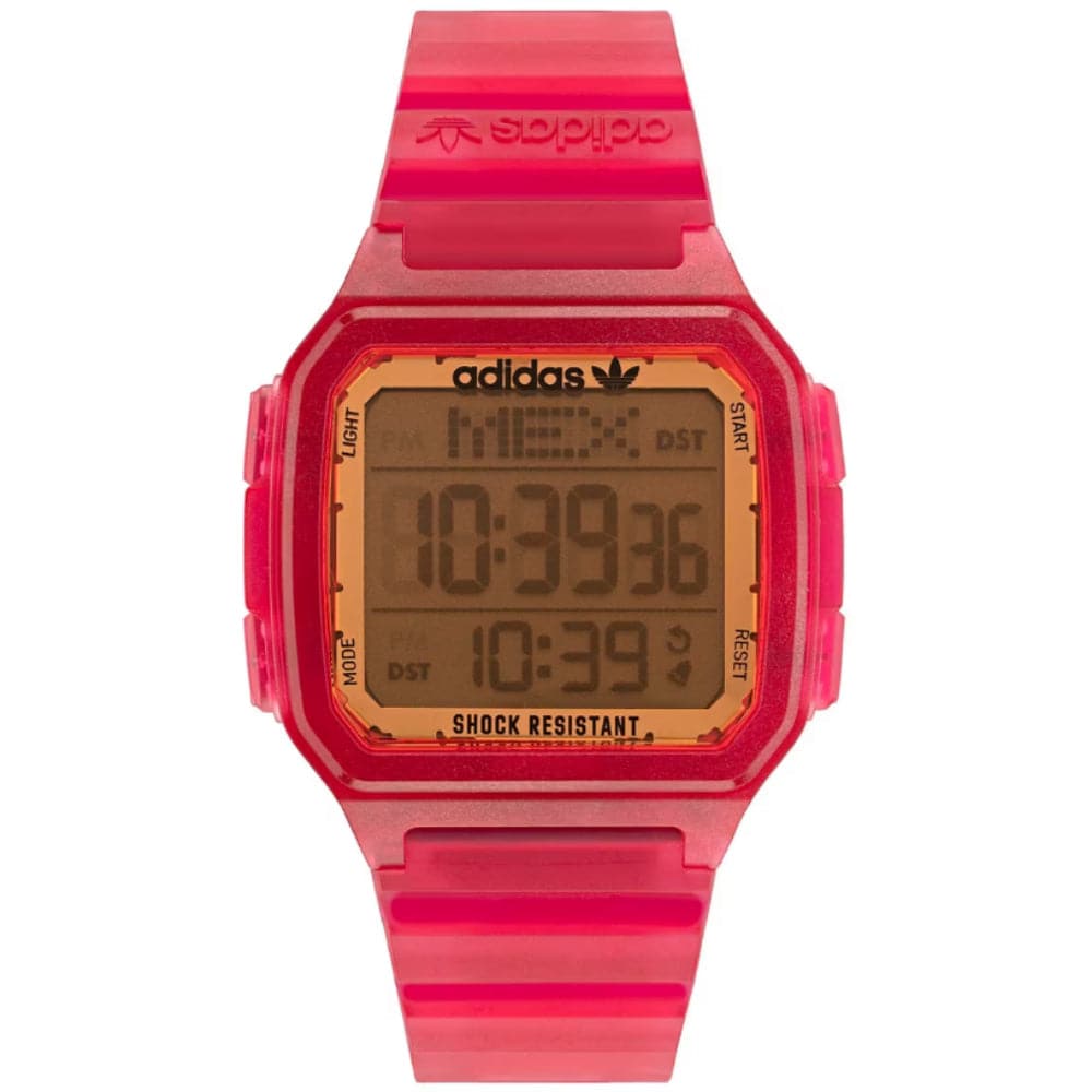 Adidas Digital AOST22052 Pink Resin Strap Unisex Watch - Stylish & Durable for Sports, Fitness & Everyday Wear