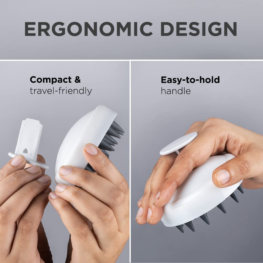 FURR Scalp Massager for Hair Growth - Soft Silicone Bristles with Removable Handle | Stimulates Blood Circulation, Reduces Dandruff & Prevents Hair Loss | Perfect for Dry Massage, Oil Treatment & Shampoo Application at Home or Salon