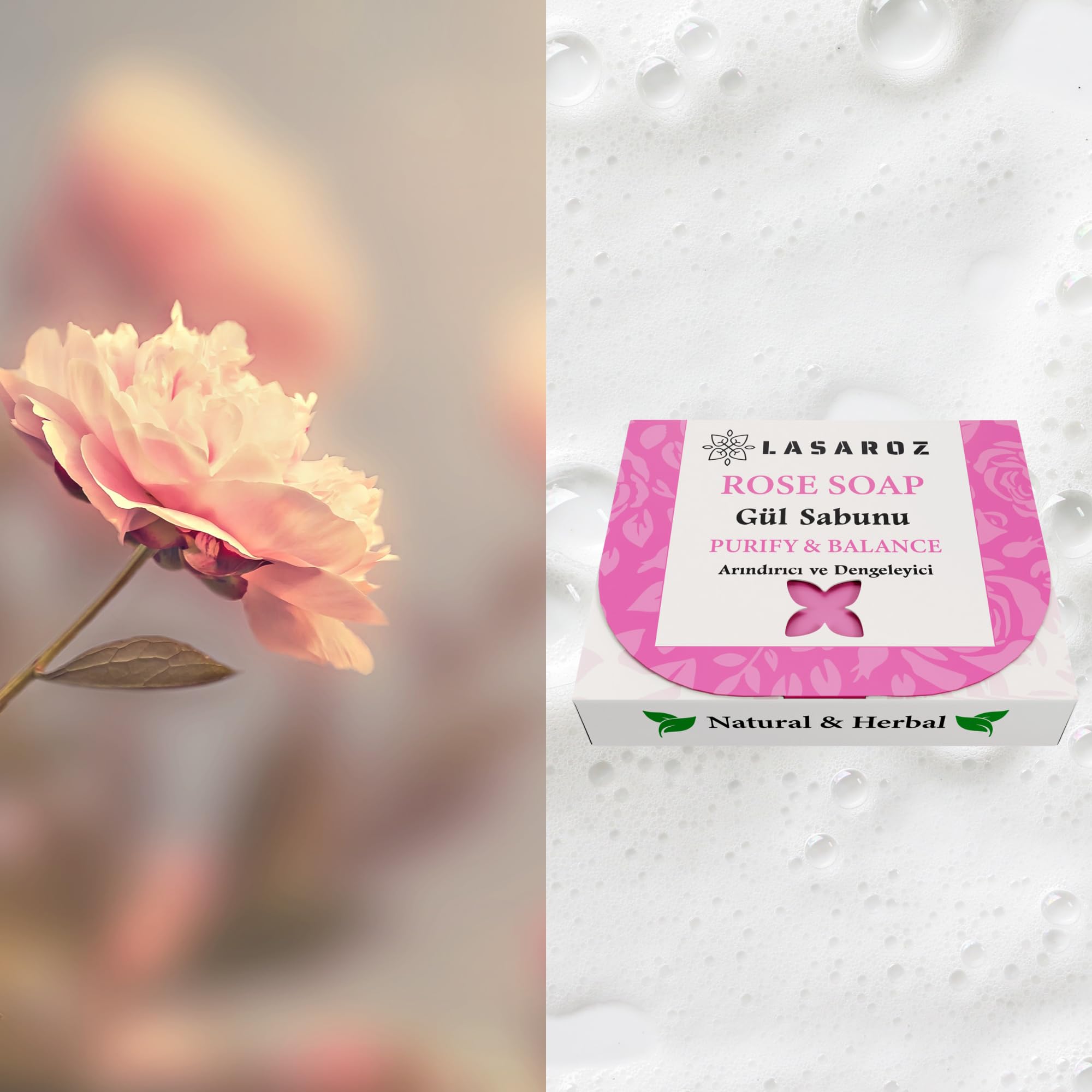 Organic Bar Soap with Natural Oils - Moisturizing Skin Care Cleanser for Face, Body & Hair | Handmade Rose Scented Soap | Gentle Bath Wash for Dry, Sensitive Skin | Perfect for Shower, Travel & Gift Giving