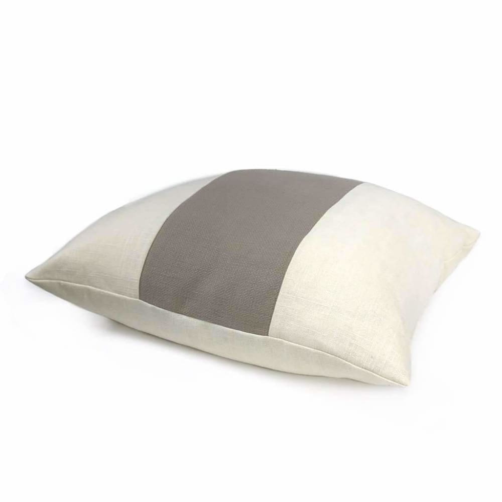 Hudson Taupe Brown & Cream Wide Panel Stripe Pillow Cover - Decorative Throw Pillow Covers for Sofa, Bed, Couch - Home Decor Accent Pillow Case